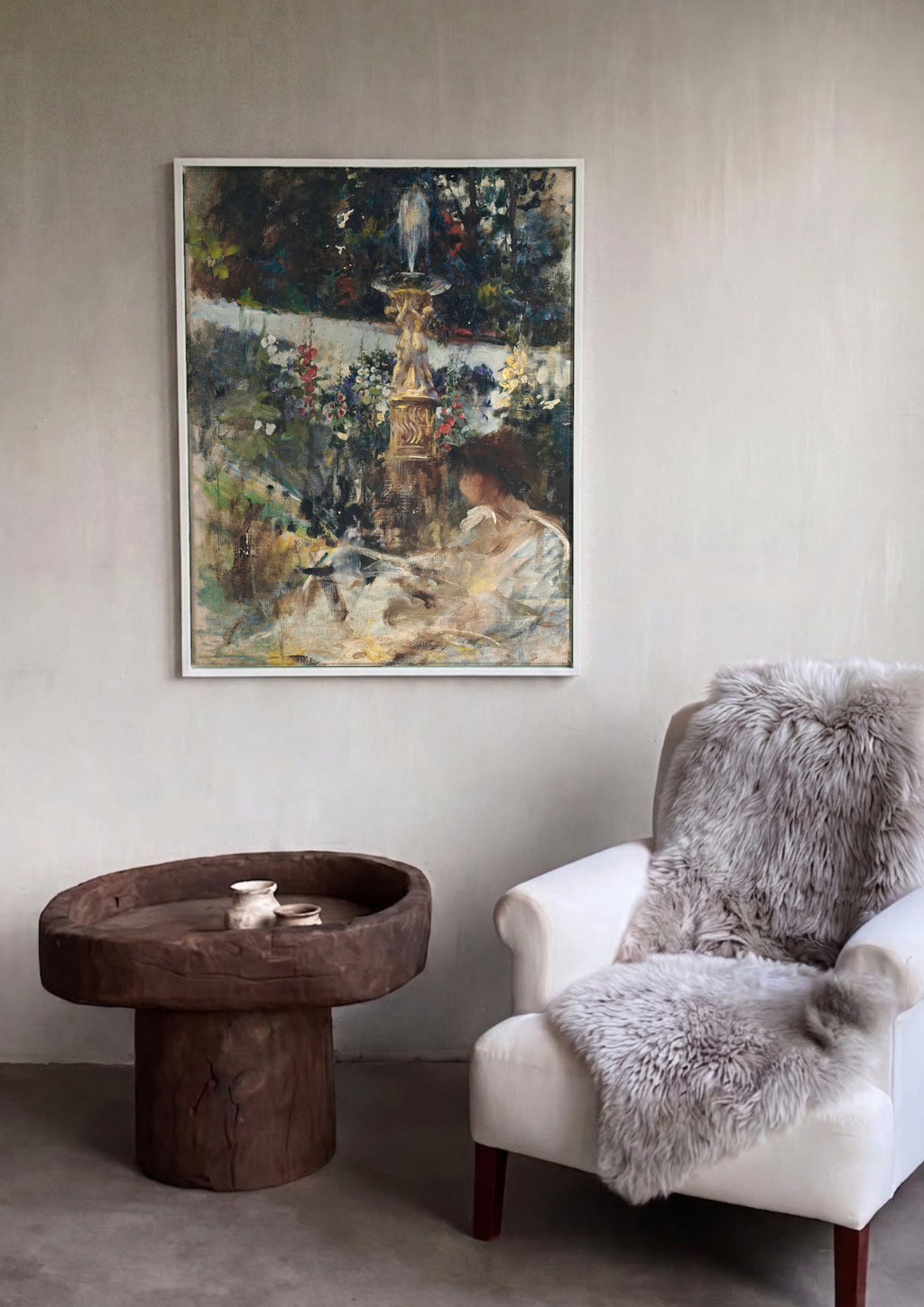 Quadro Decorativo Jardim com Fonte - James Jebusa Shannon em ambiente decorado