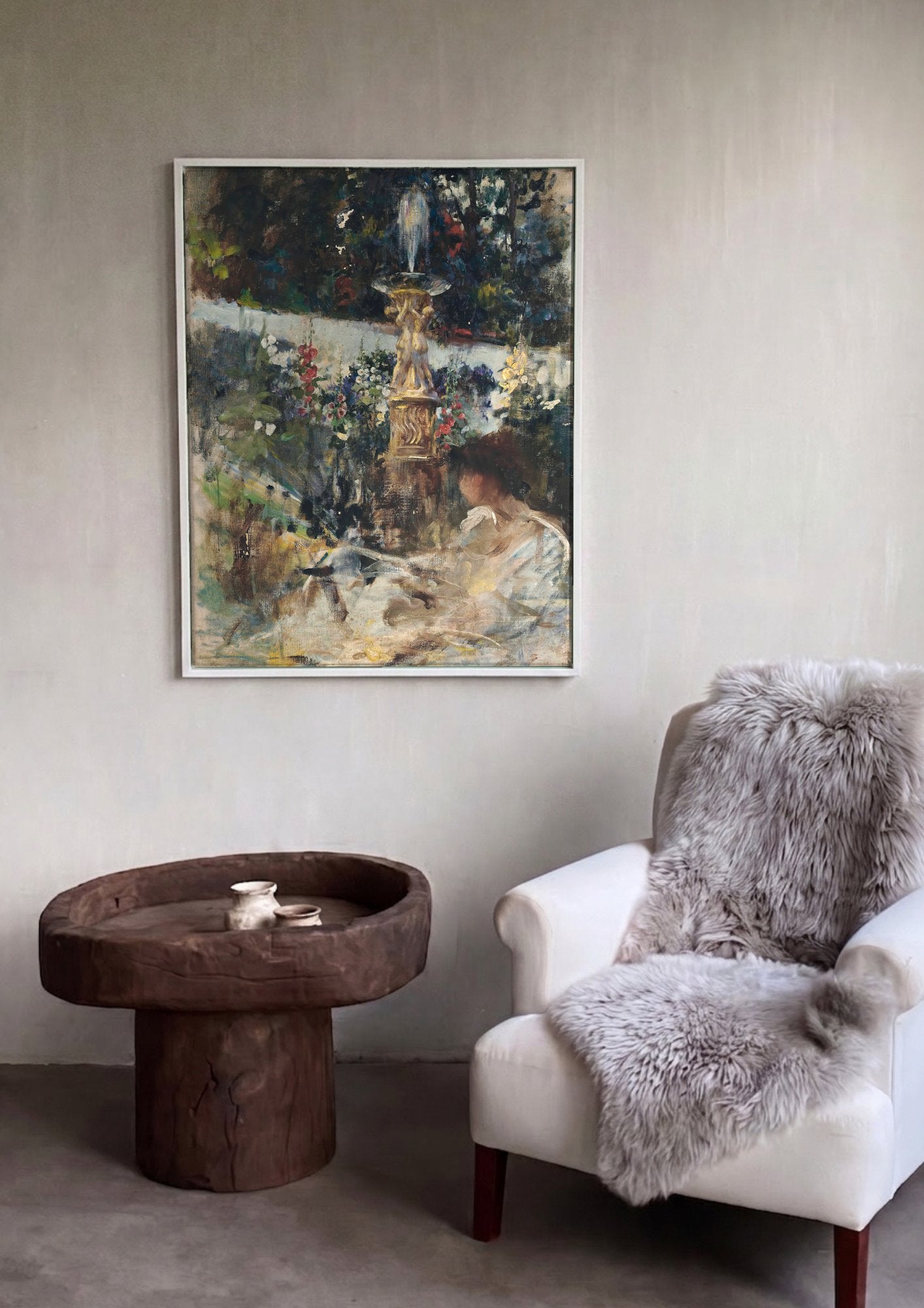 Quadro Decorativo Jardim com Fonte - James Jebusa Shannon em ambiente decorado