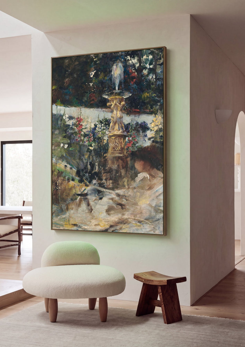 Quadro Decorativo Jardim com Fonte - James Jebusa Shannon em ambiente decorado