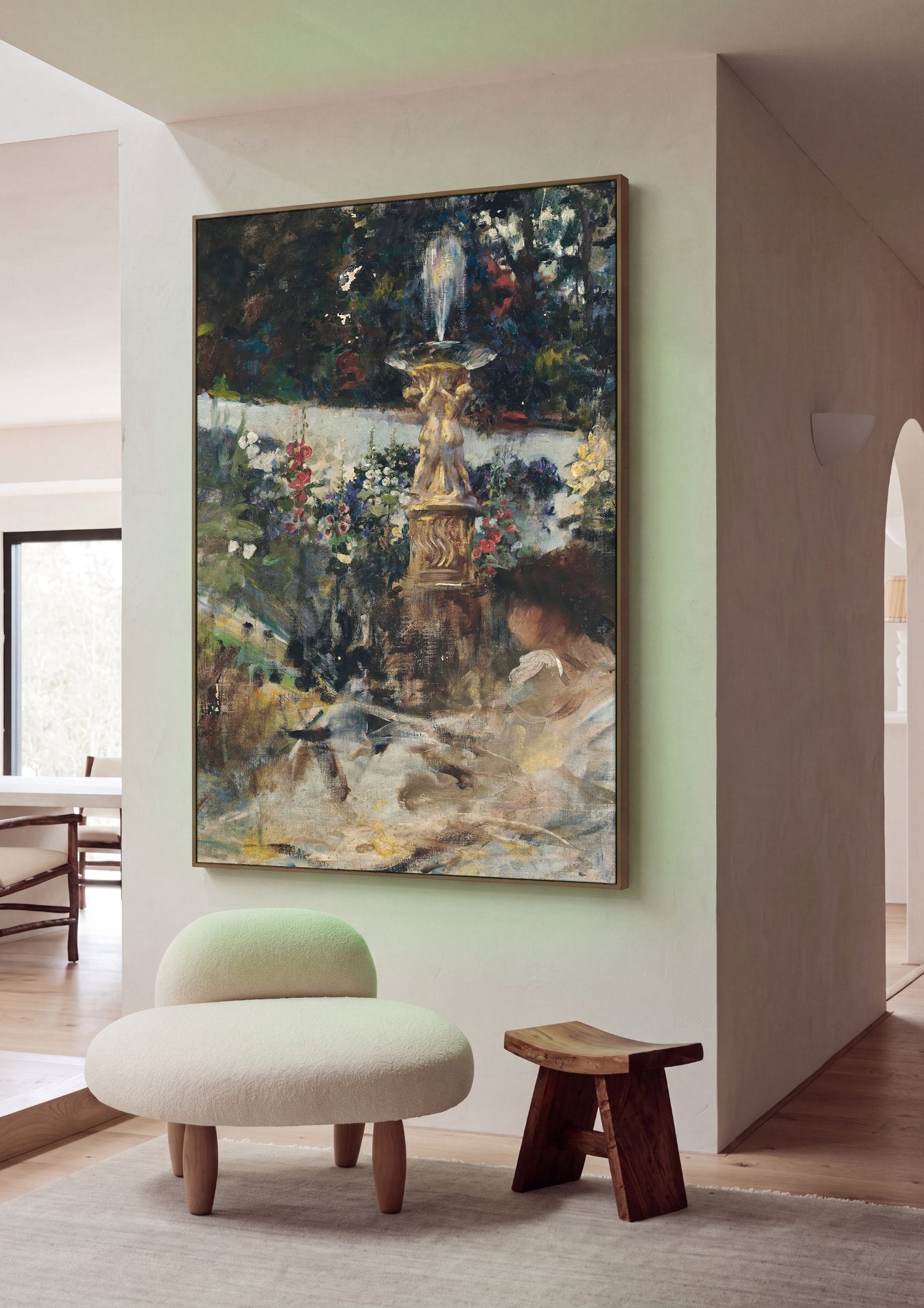 Quadro Decorativo Jardim com Fonte - James Jebusa Shannon em ambiente decorado