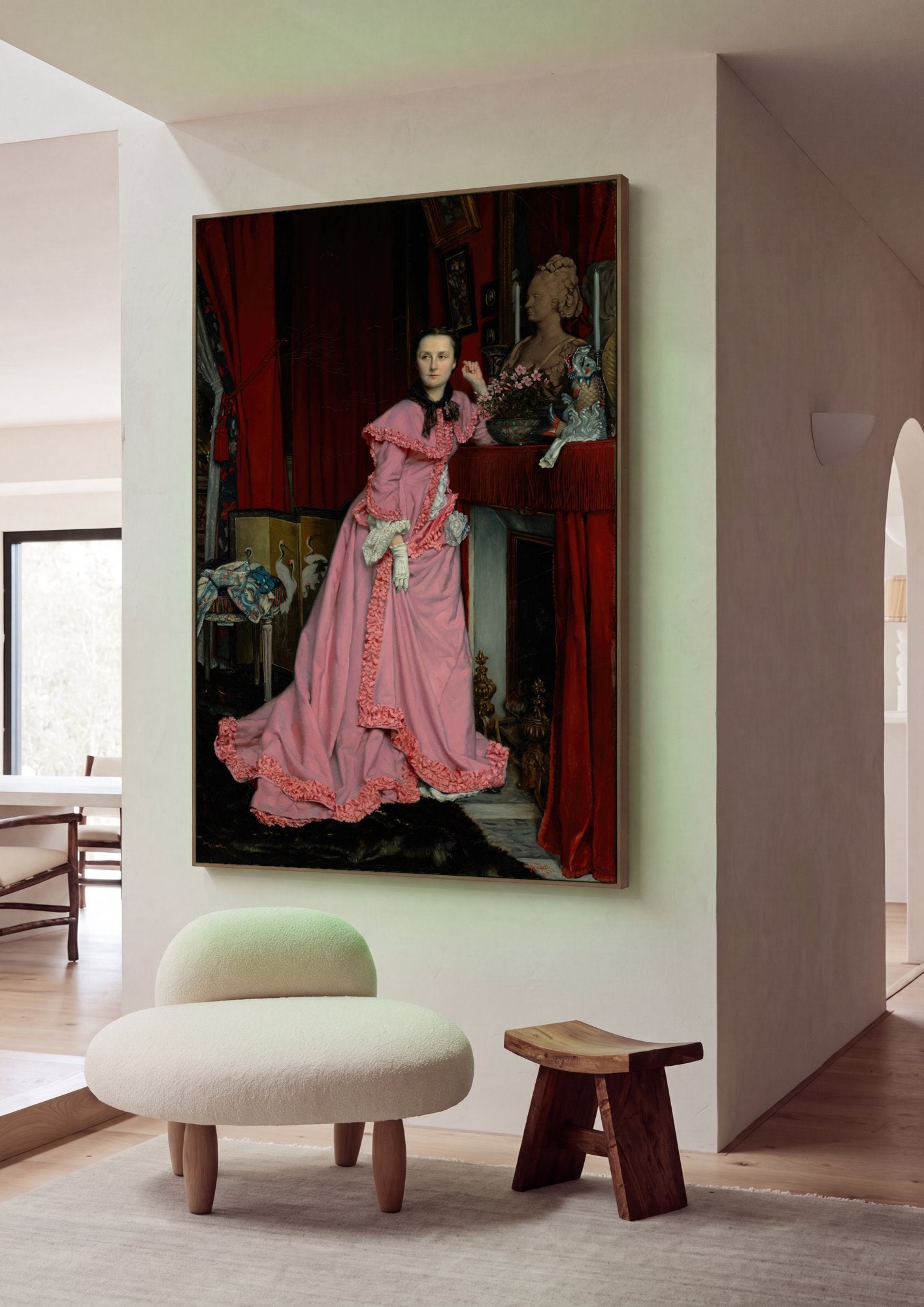 Quadro Decorativo A Mulher de Rosa - James Tissot em ambiente decorado