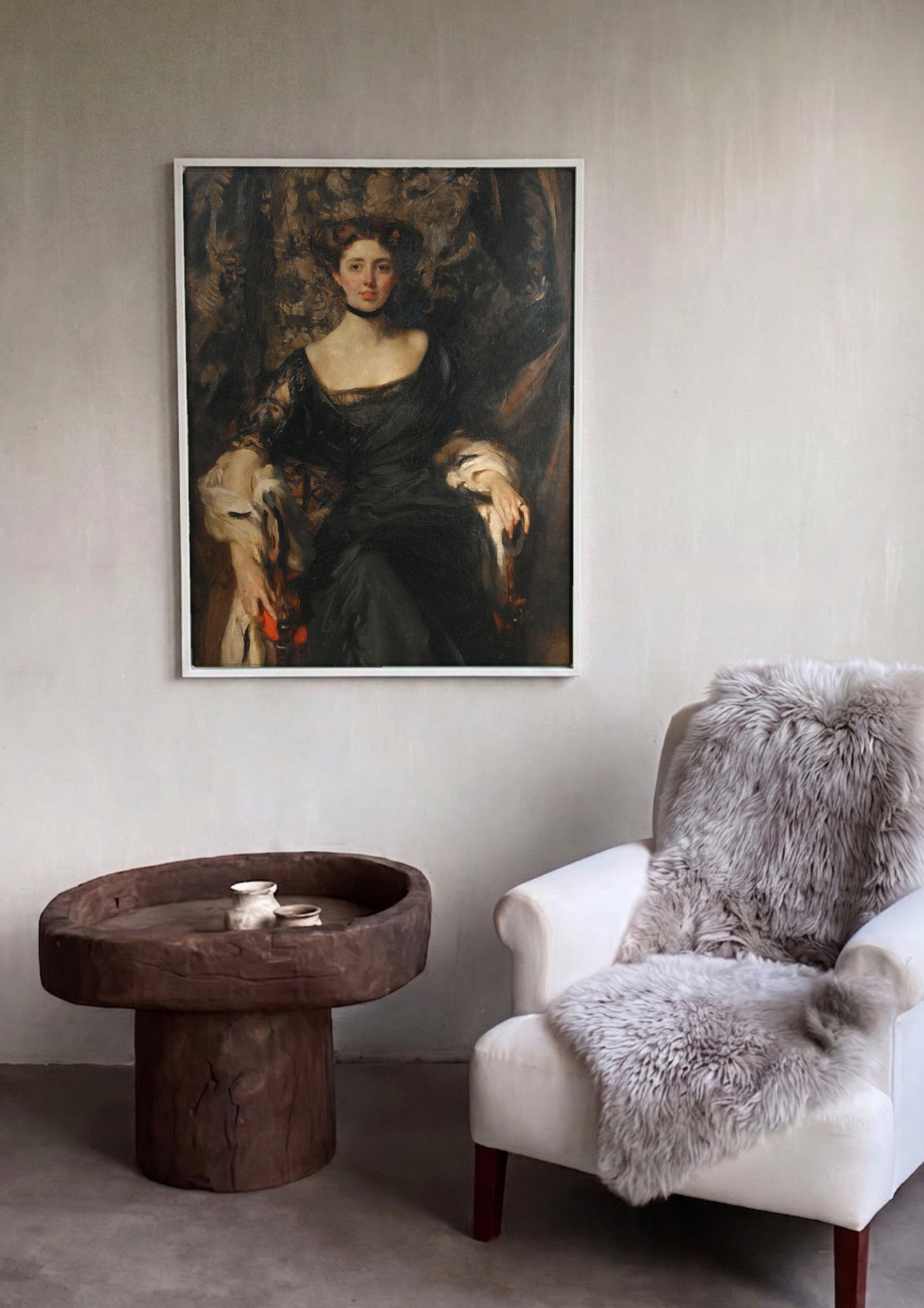 Quadro Decorativo Retrato Feminino - James Jebusa Shannon em ambiente decorado