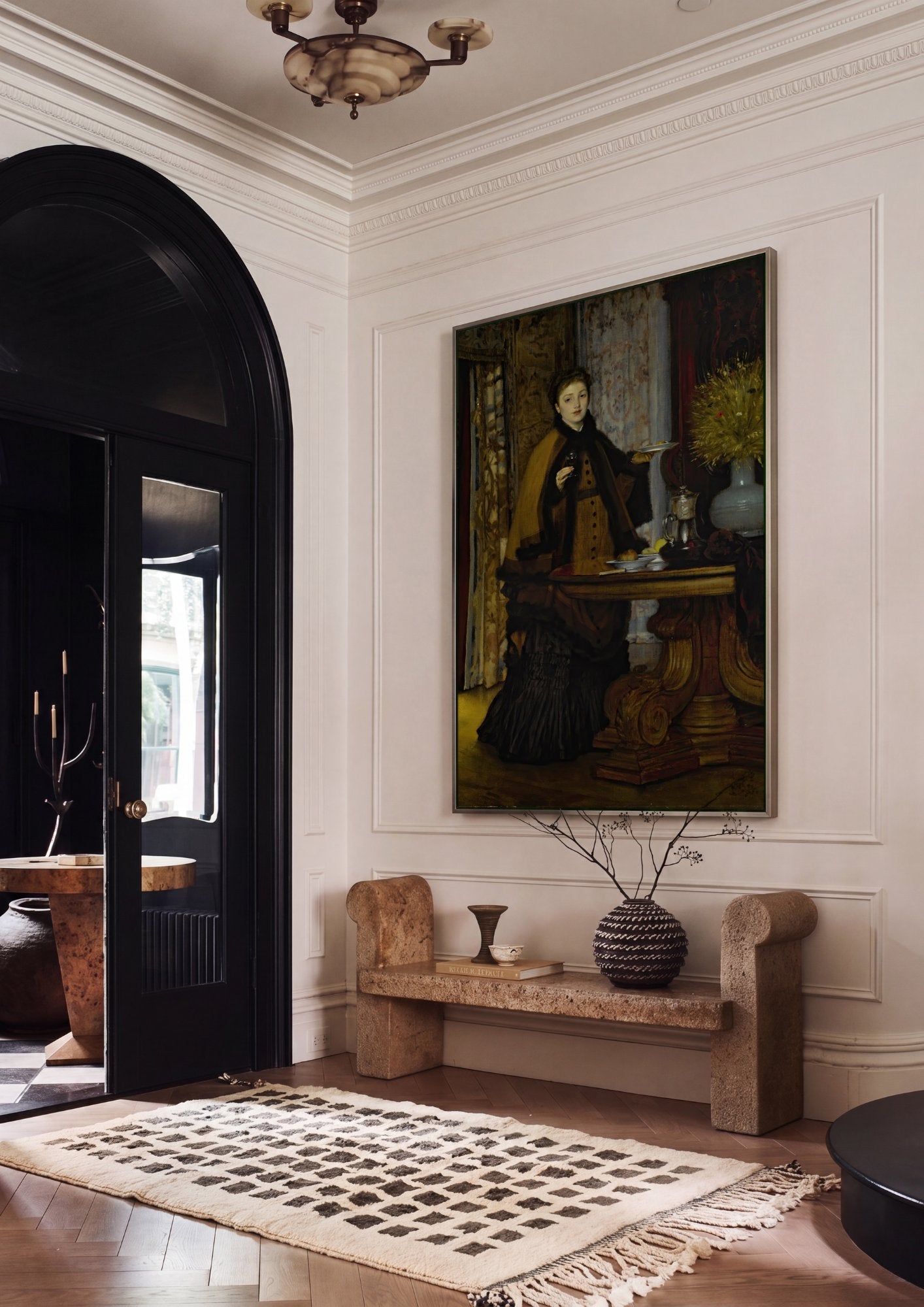 Quadro Decorativo Mulher com Vinho - James Tissot em ambiente decorado