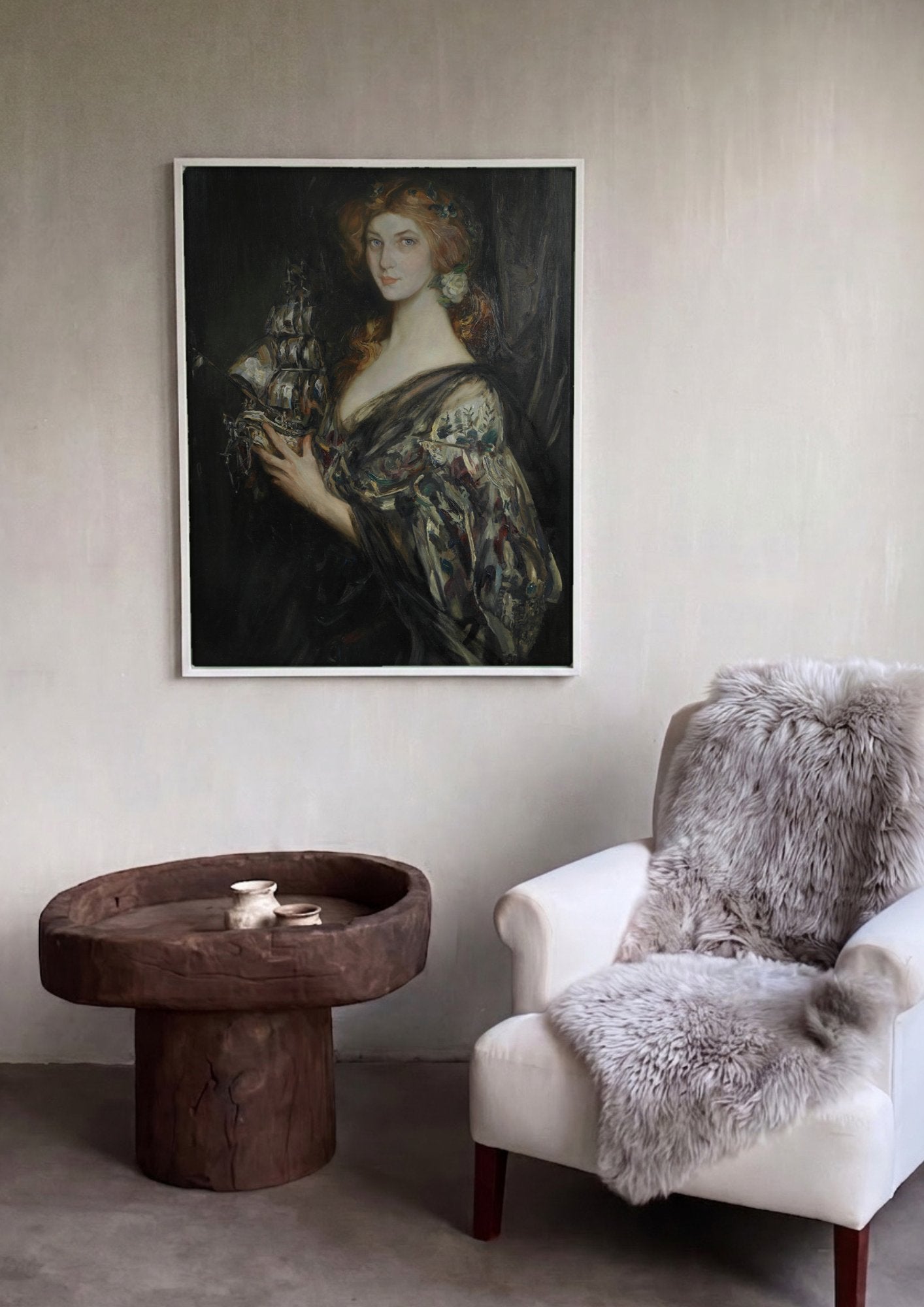 Quadro Decorativo A Dama do Navio - James Jebusa Shannon em ambiente decorado