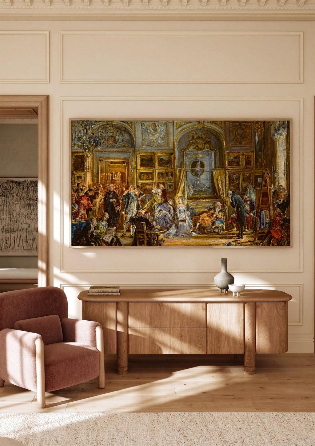 Quadro Decorativo A Abertura da Academia de Pintura – Jan Matejko em ambiente decorado