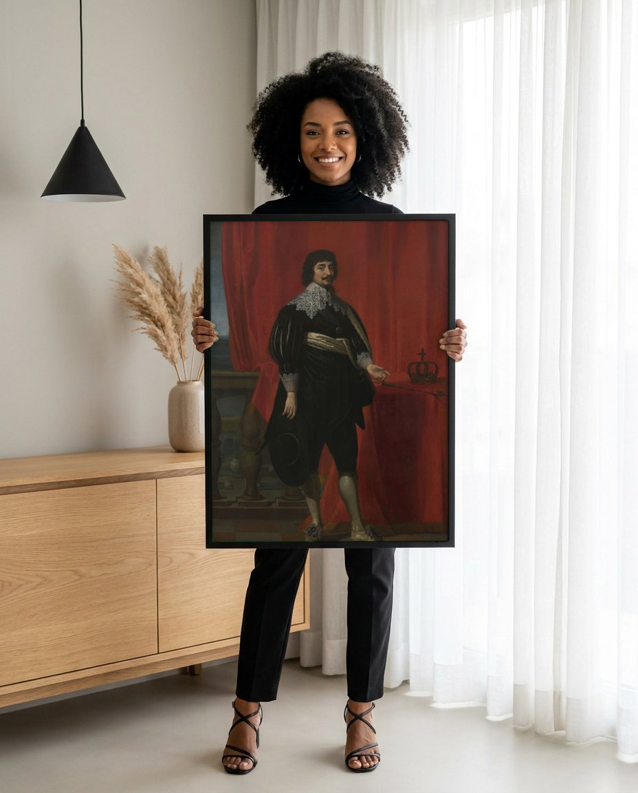 Quadro Decorativo Frederico V da Boêmia - Gerard van Honthorst com modelo em ambiente
