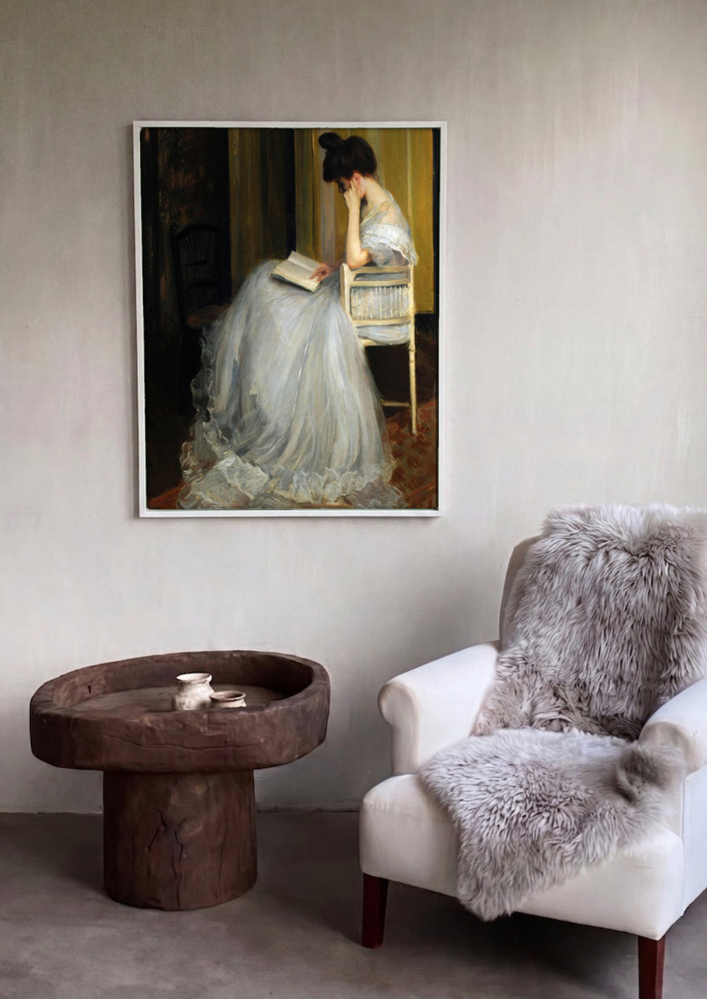 Quadro Decorativo A Leitora - Jacques Émile Blanche em ambiente decorado