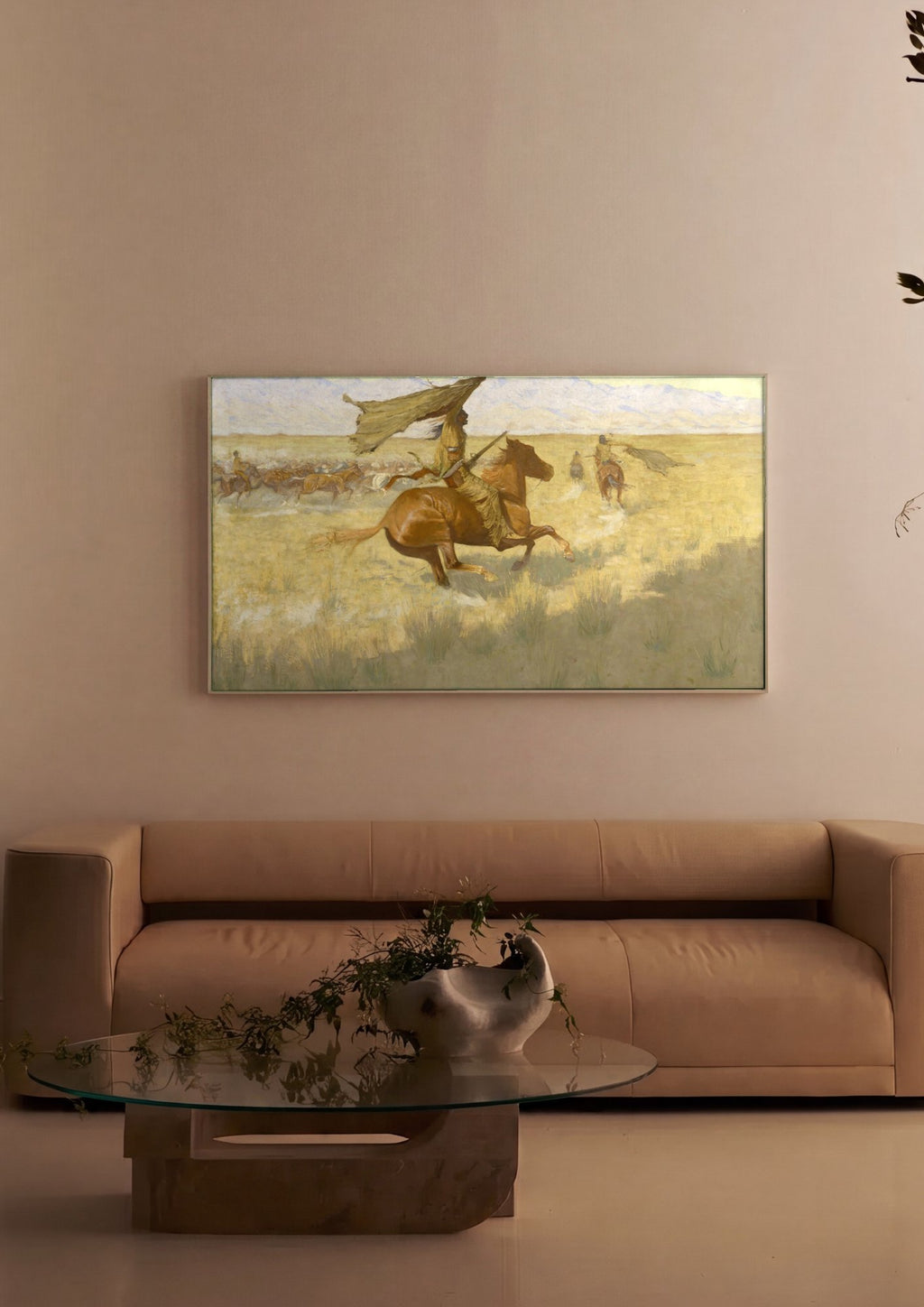 Quadro Decorativo A Carga – Frederic Remington em ambiente decorado