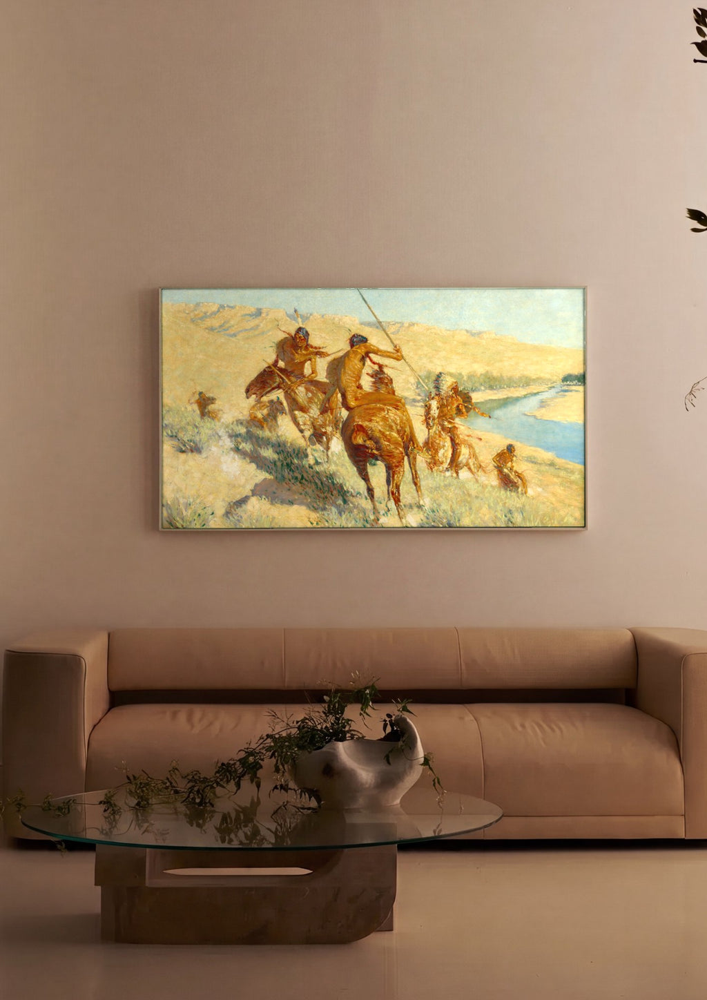 Quadro Decorativo A Carga - Frederic Remington em ambiente decorado