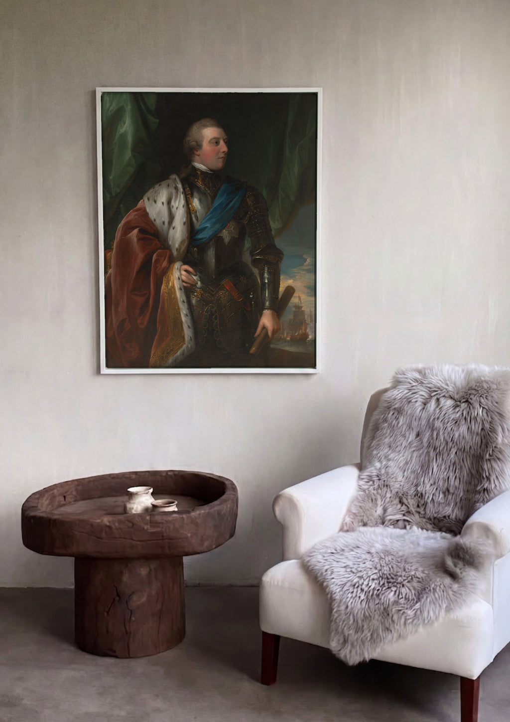 Quadro Decorativo Retrato Real – Benjamin West em ambiente decorado