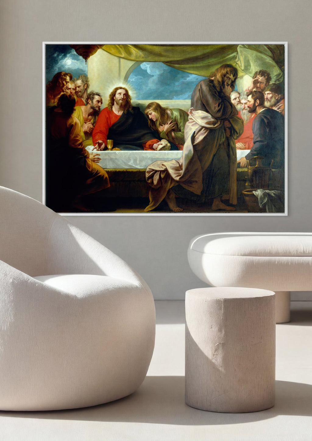 Quadro Decorativo A Última Ceia - Benjamin West em ambiente decorado