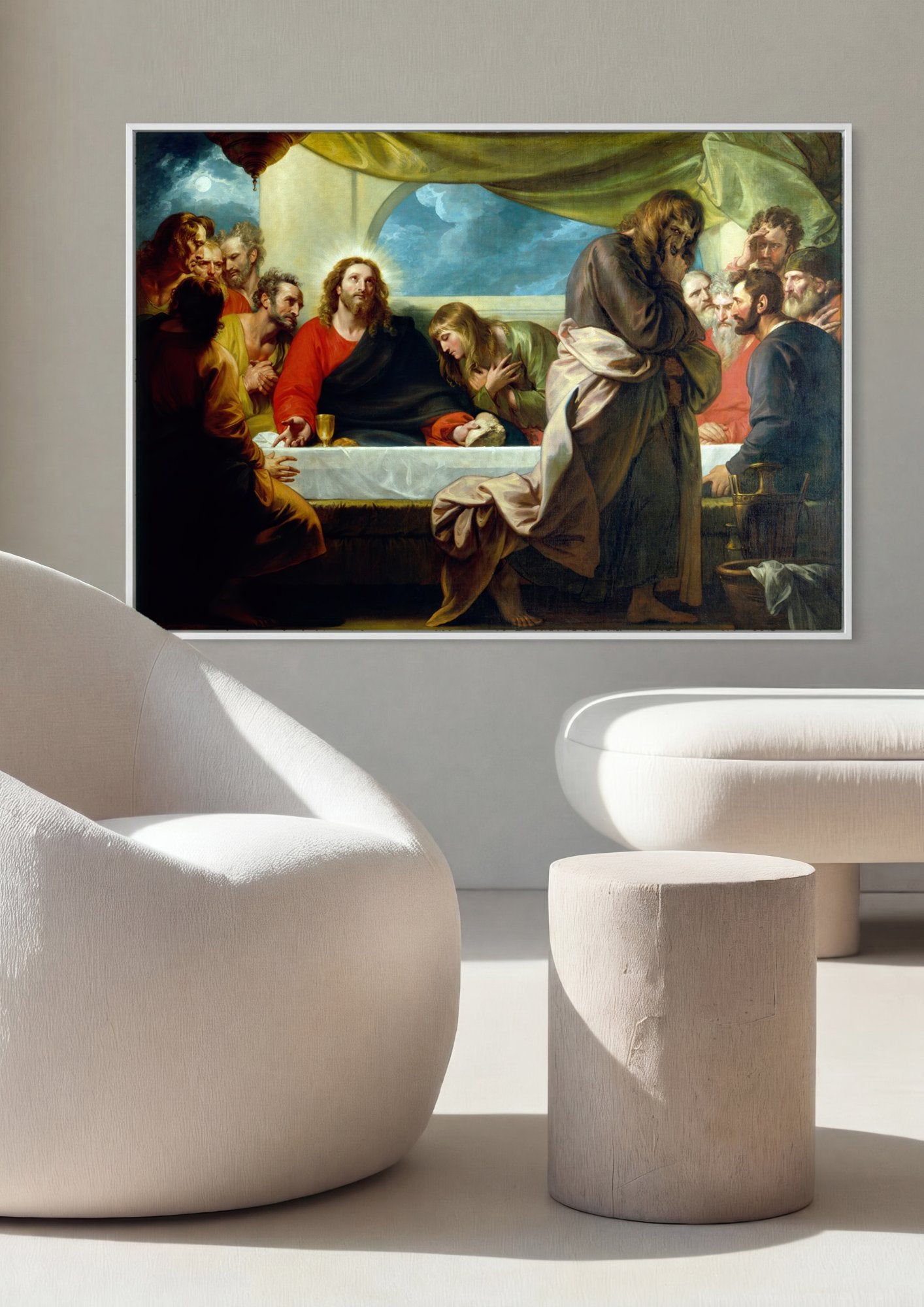 Quadro Decorativo A Última Ceia - Benjamin West em ambiente decorado