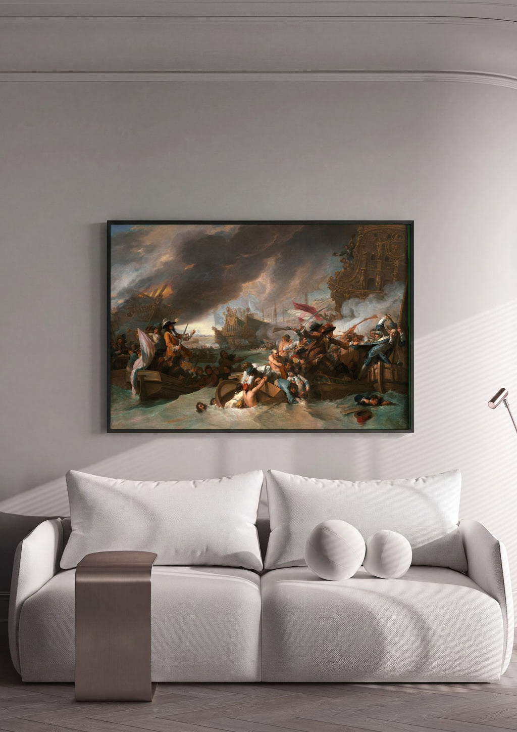 Quadro Decorativo Batalha Naval - Benjamin West em ambiente decorado