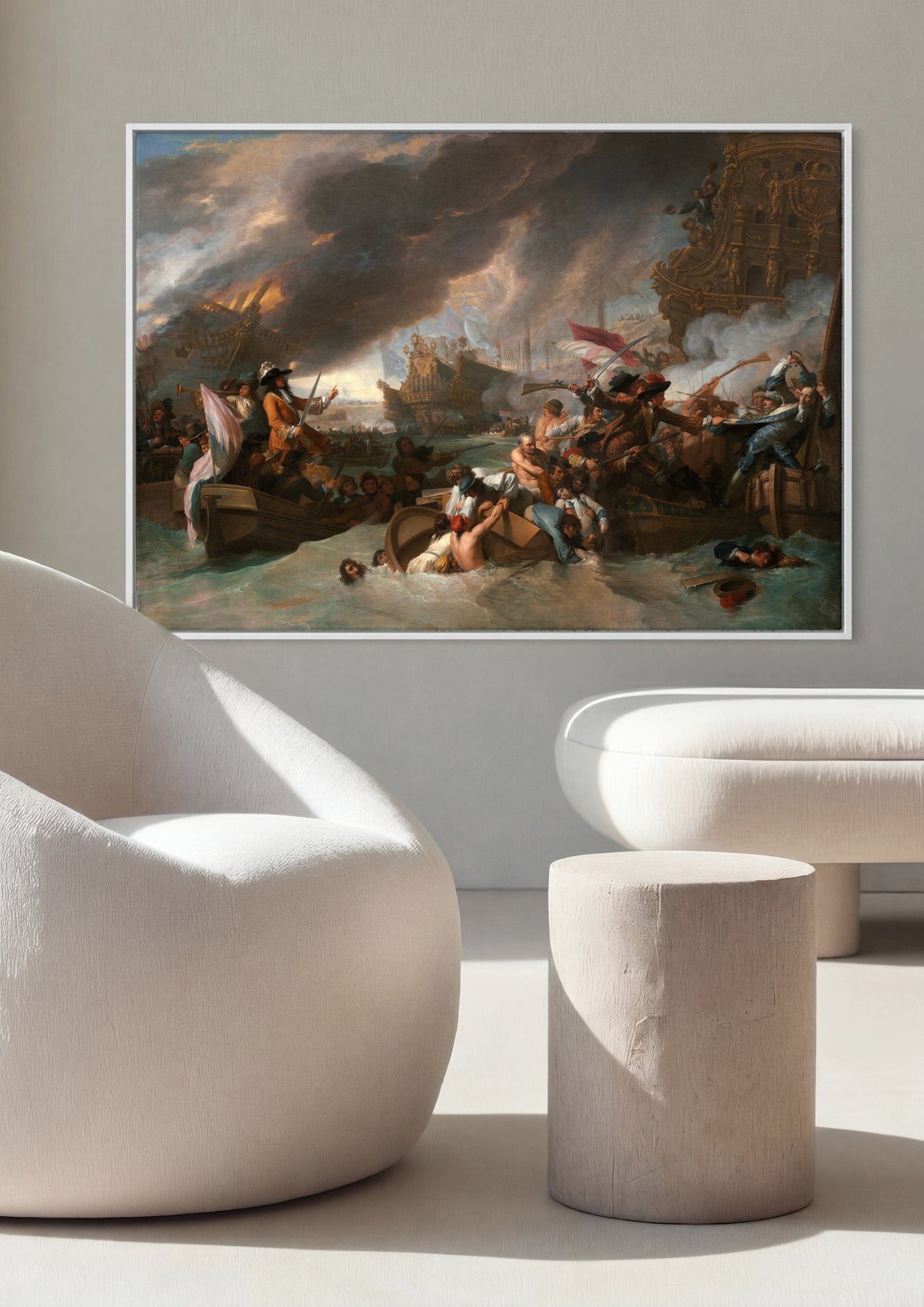 Quadro Decorativo Batalha Naval - Benjamin West em ambiente decorado