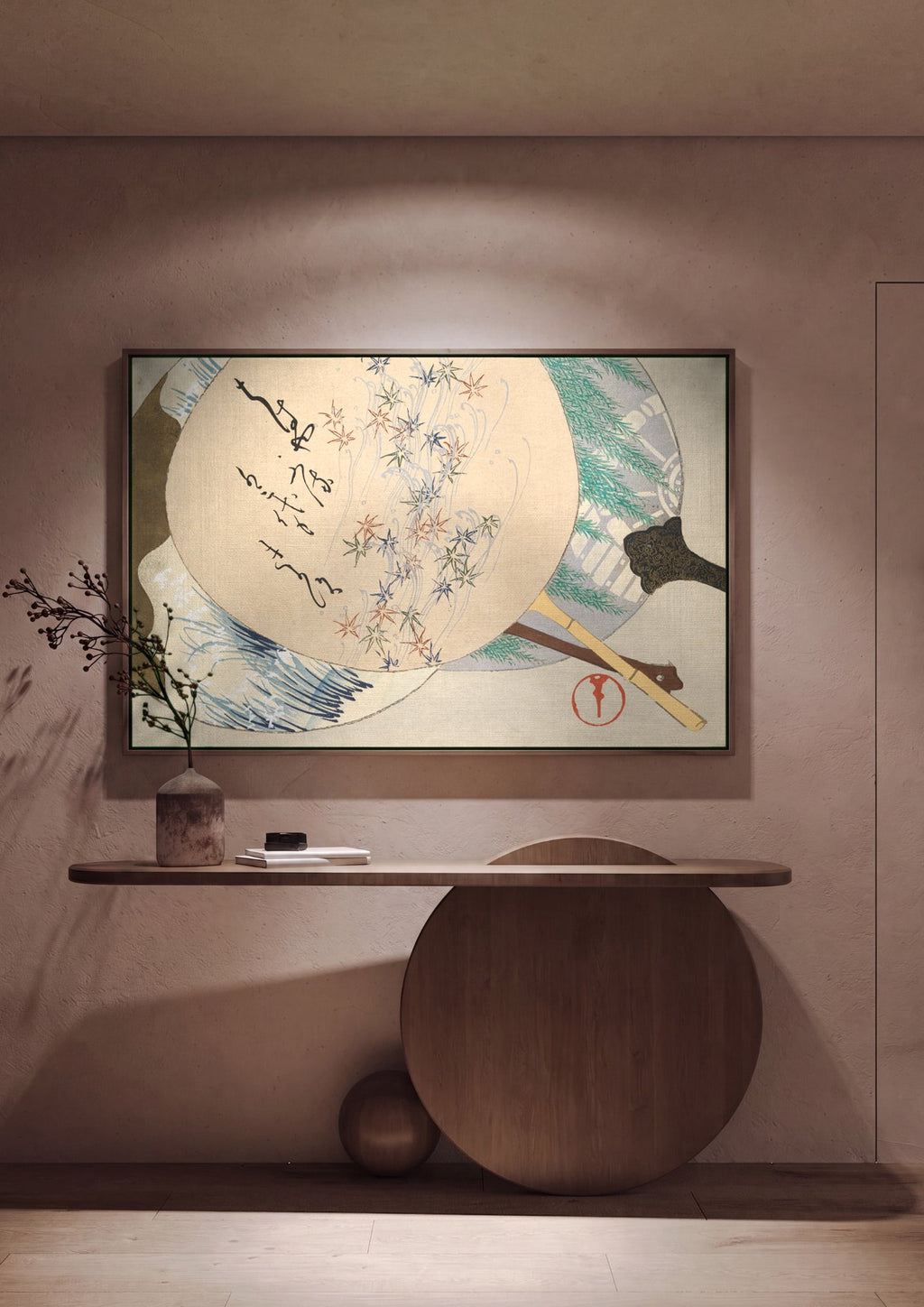 Quadro Decorativo Leques Japoneses - Kamisaka Sekka em ambiente decorado