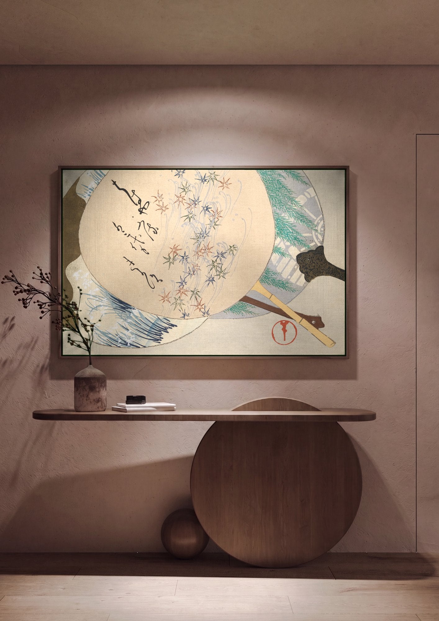 Quadro Decorativo Leques Japoneses - Kamisaka Sekka em ambiente decorado
