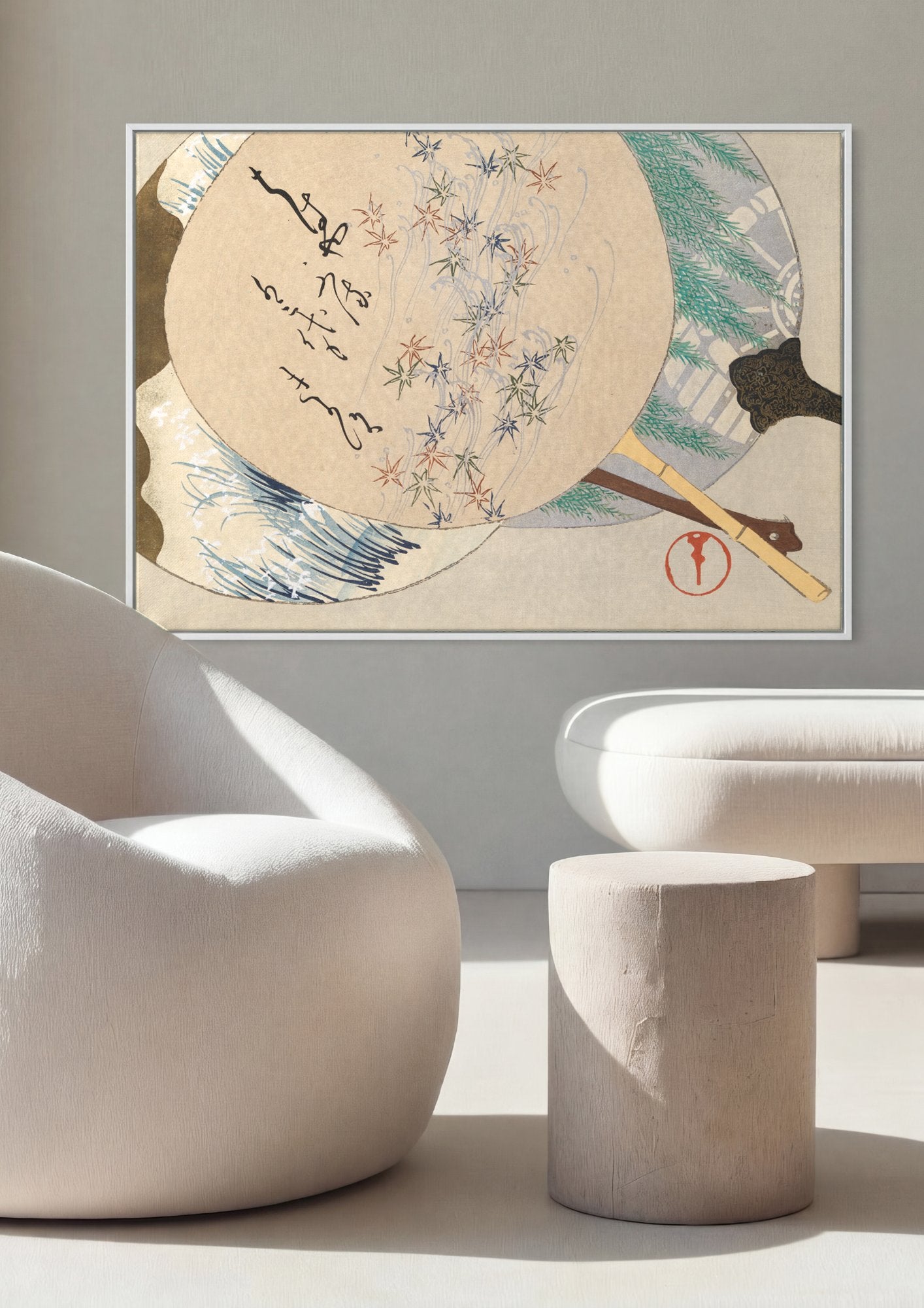 Quadro Decorativo Leques Japoneses - Kamisaka Sekka em ambiente decorado