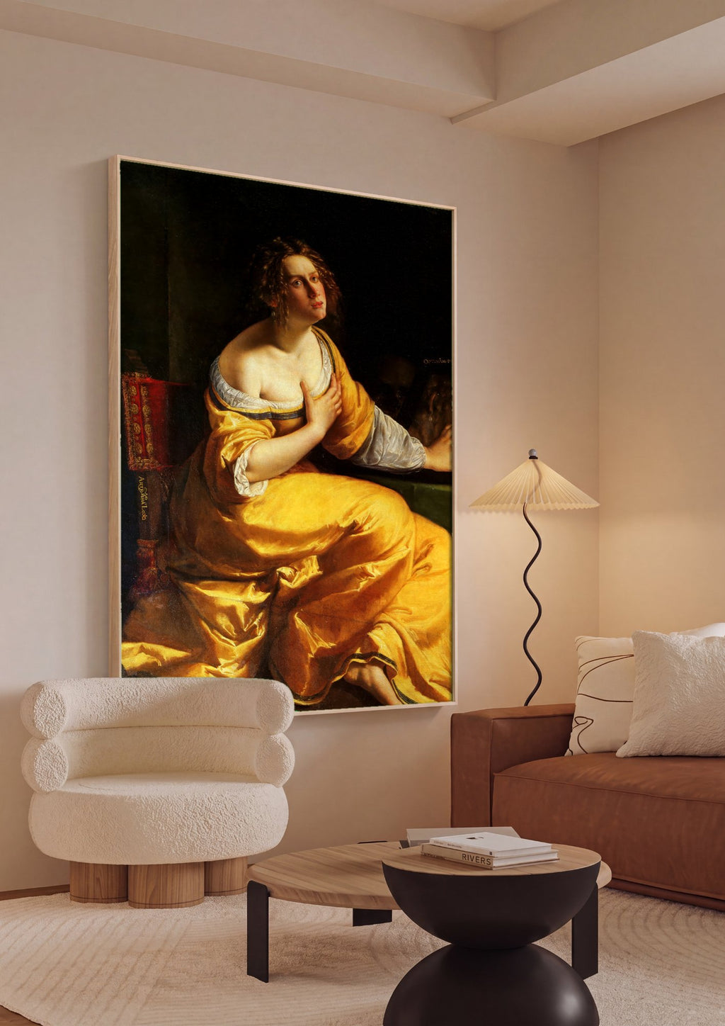 Quadro Decorativo Maria Madalena - Artemisia Gentileschi em ambiente decorado