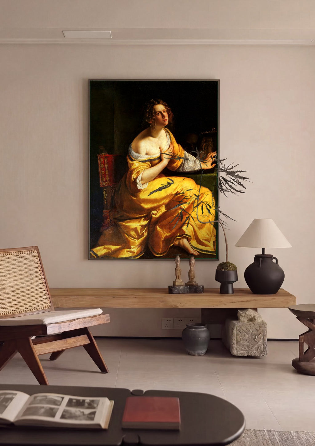 Quadro Decorativo Maria Madalena - Artemisia Gentileschi em ambiente decorado