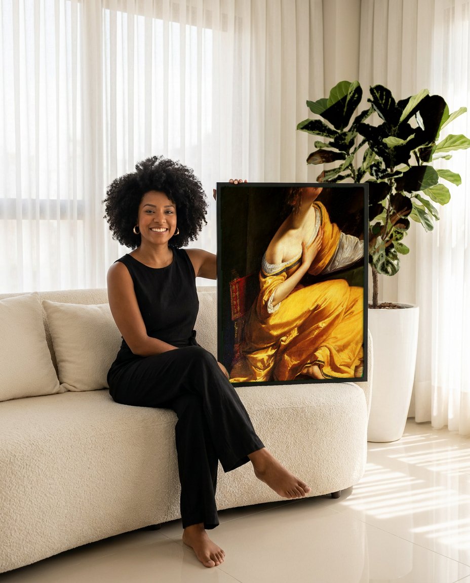 Quadro Decorativo Maria Madalena - Artemisia Gentileschi com modelo em ambiente