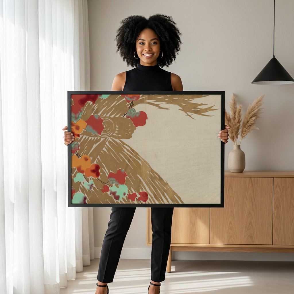 Quadro Decorativo Folhas de Outono - Kamisaka Sekka com modelo em ambiente