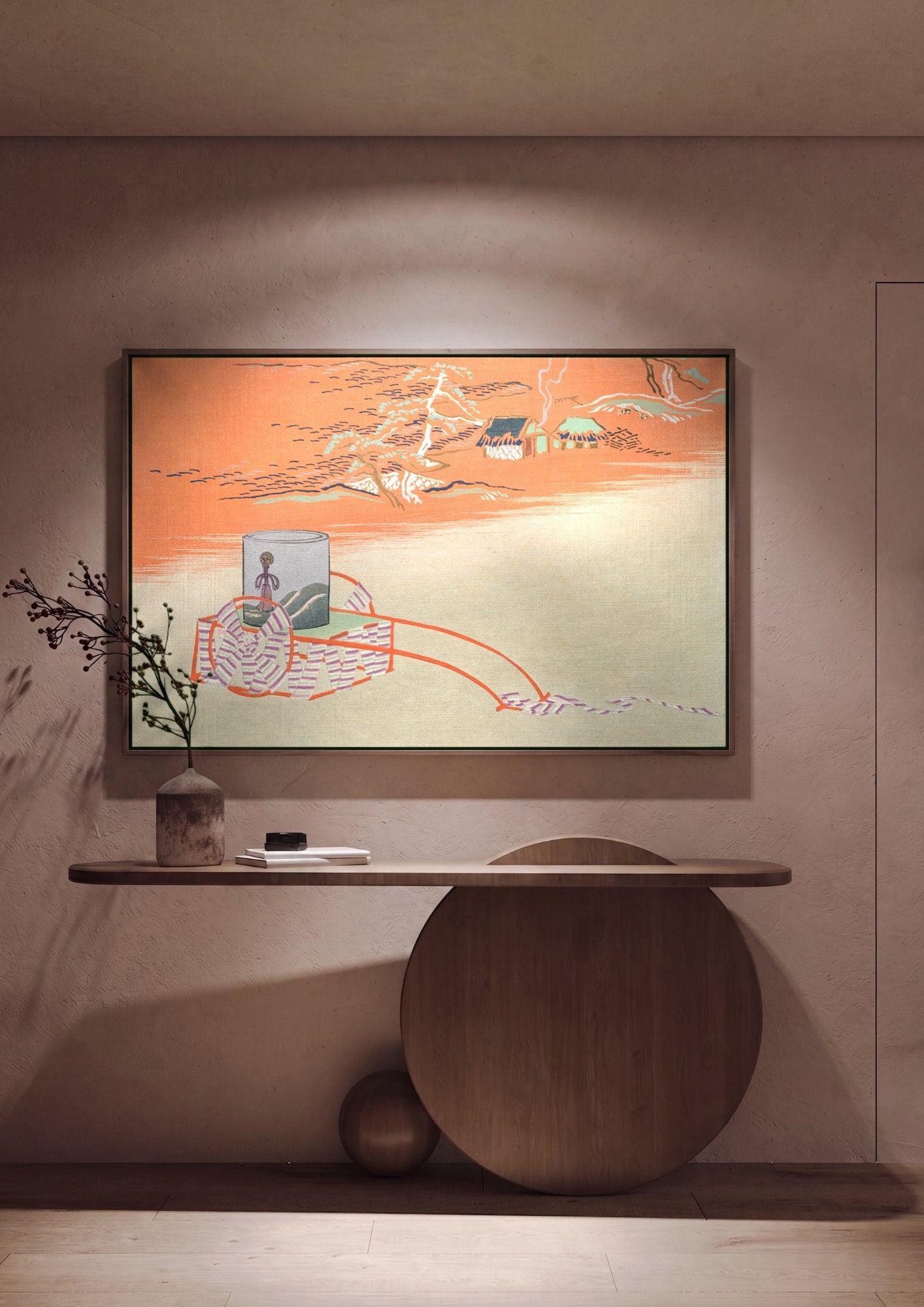 Quadro Decorativo Japonês Abstrato - Kamisaka Sekka em ambiente decorado
