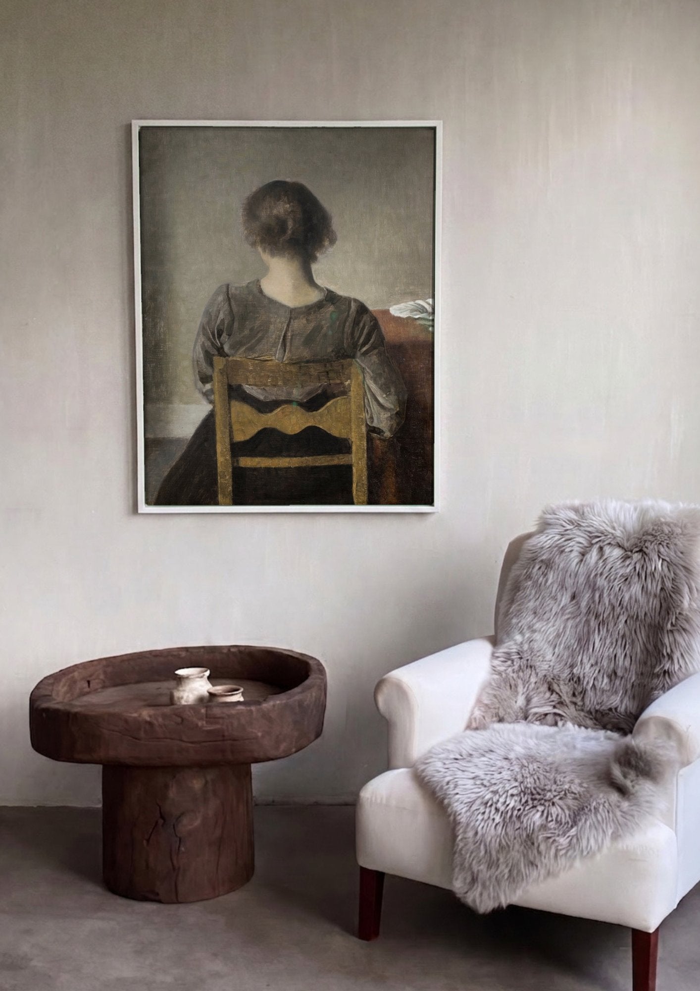Quadro Decorativo Mulher de Costas - Hammershøi em ambiente decorado
