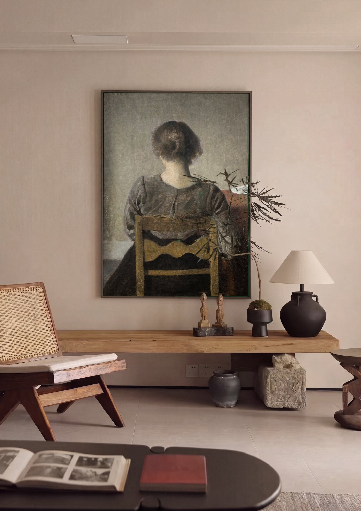 Quadro Decorativo Mulher de Costas - Hammershøi em ambiente decorado