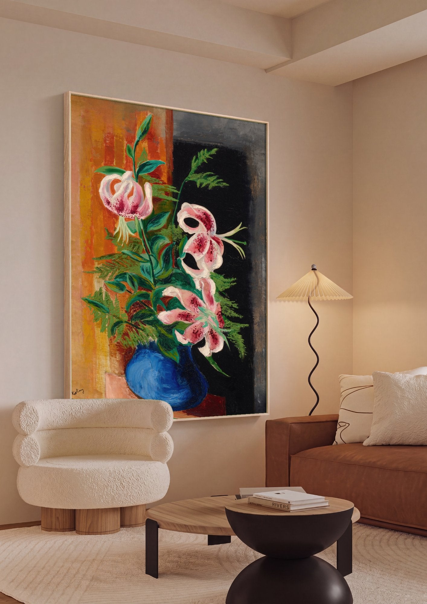Quadro Decorativo Lírios em Vaso Azul - Moïse Kisling em ambiente decorado