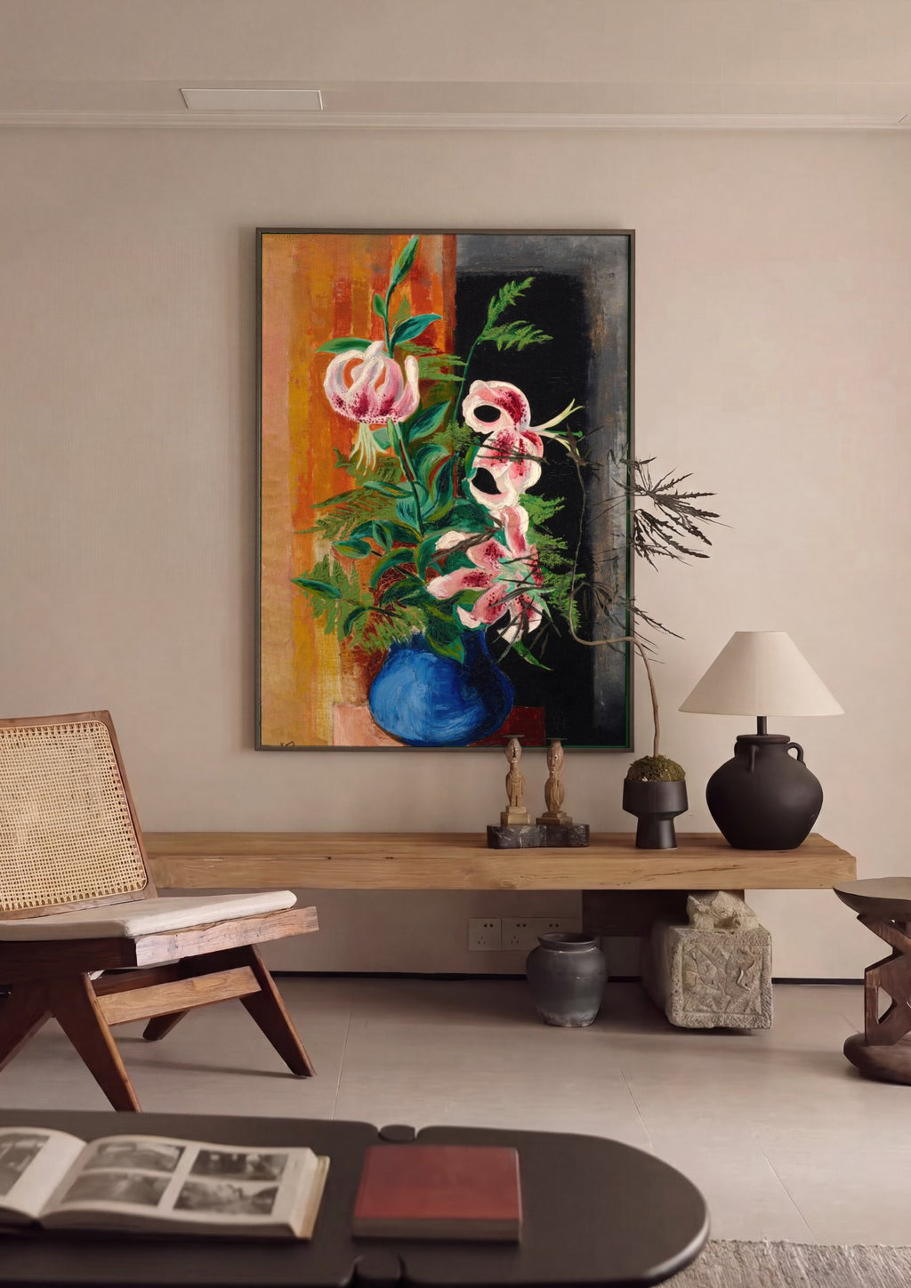 Quadro Decorativo Lírios em Vaso Azul - Moïse Kisling em ambiente decorado