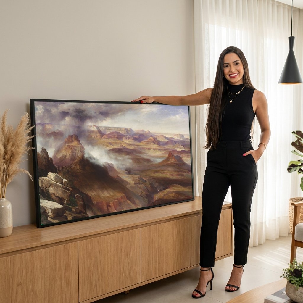 Quadro Decorativo Grand Canyon - Thomas Moran com modelo em ambiente
