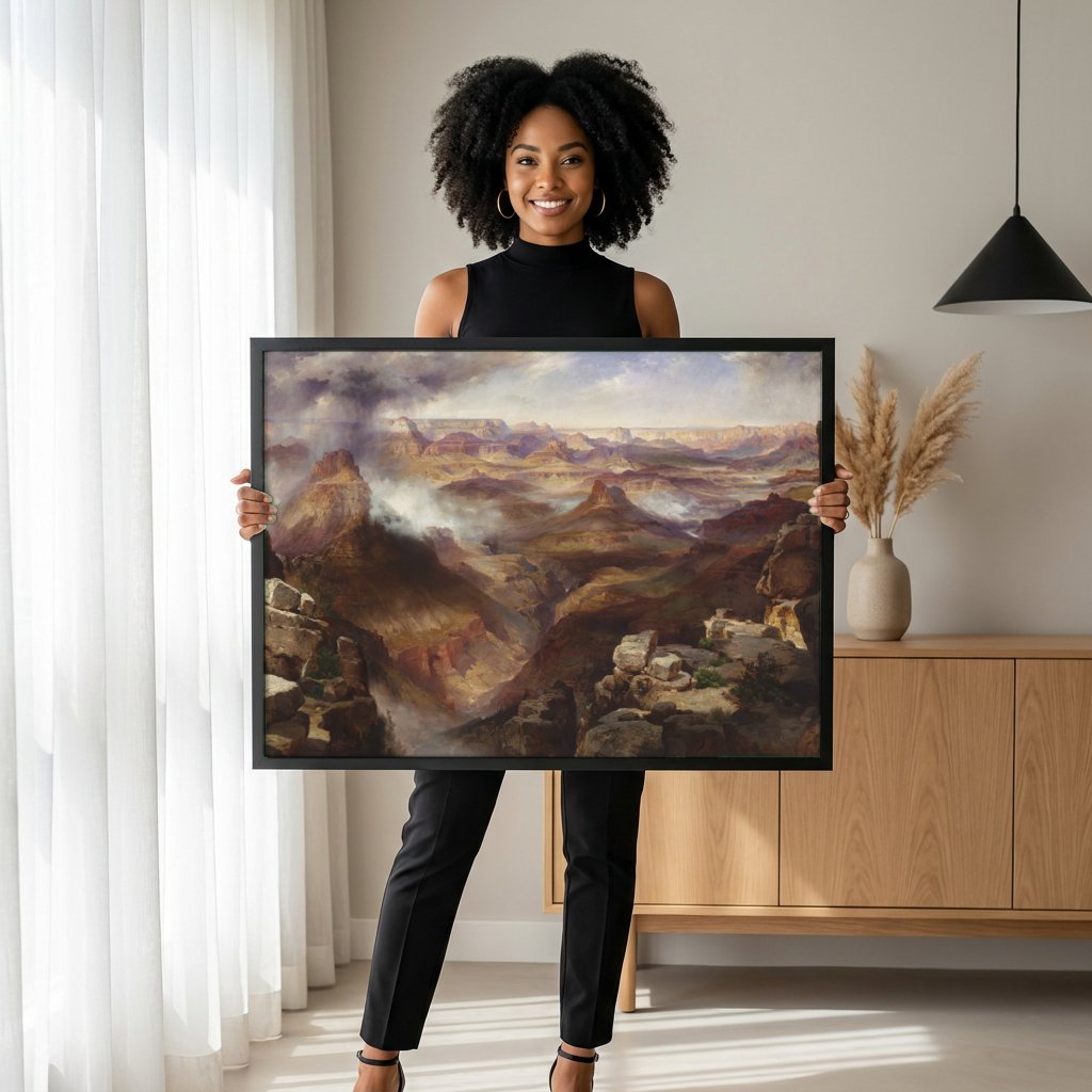 Quadro Decorativo Grand Canyon - Thomas Moran com modelo em ambiente