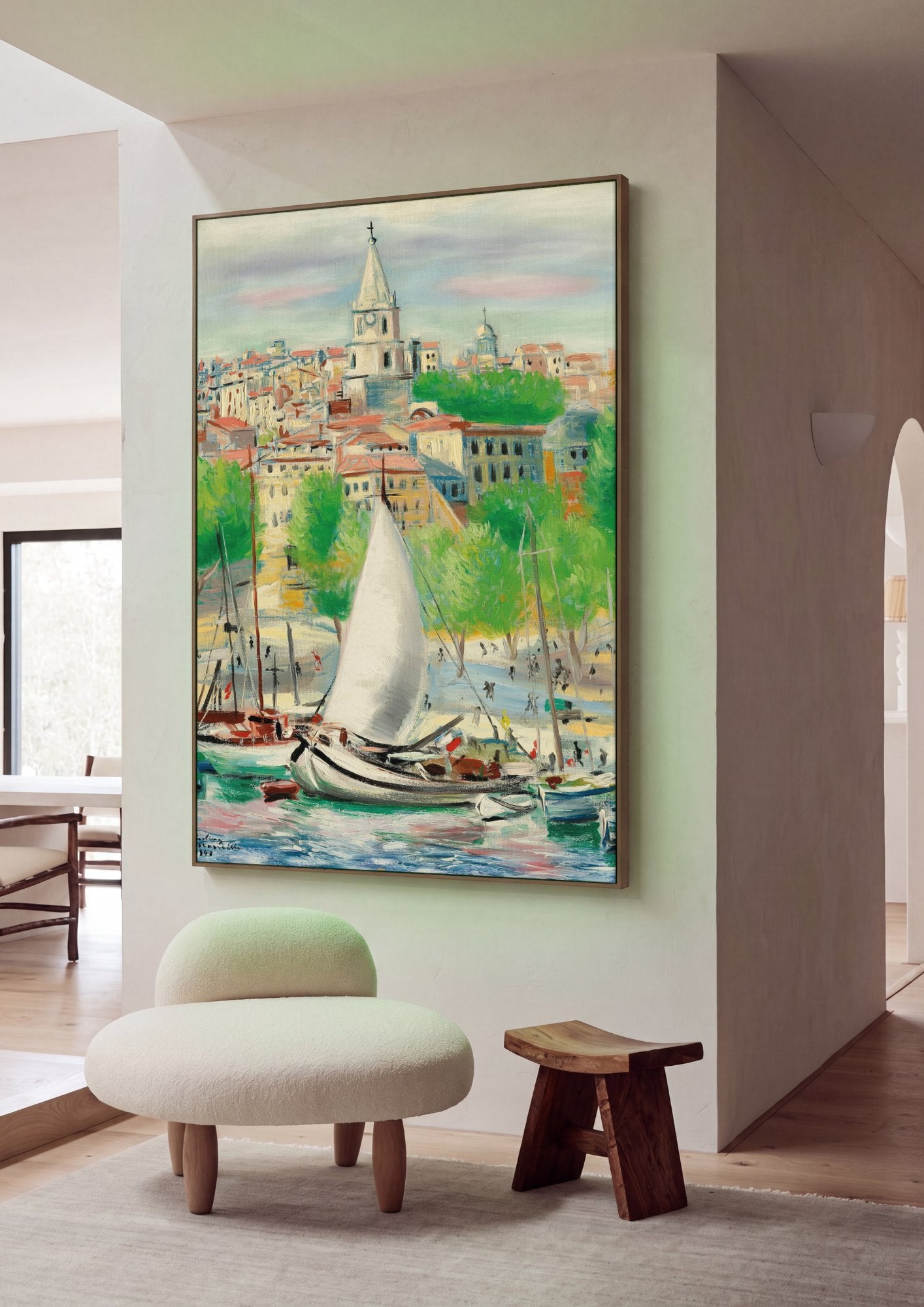 Quadro Decorativo Marinha em Marselha - Moïse Kisling em ambiente decorado