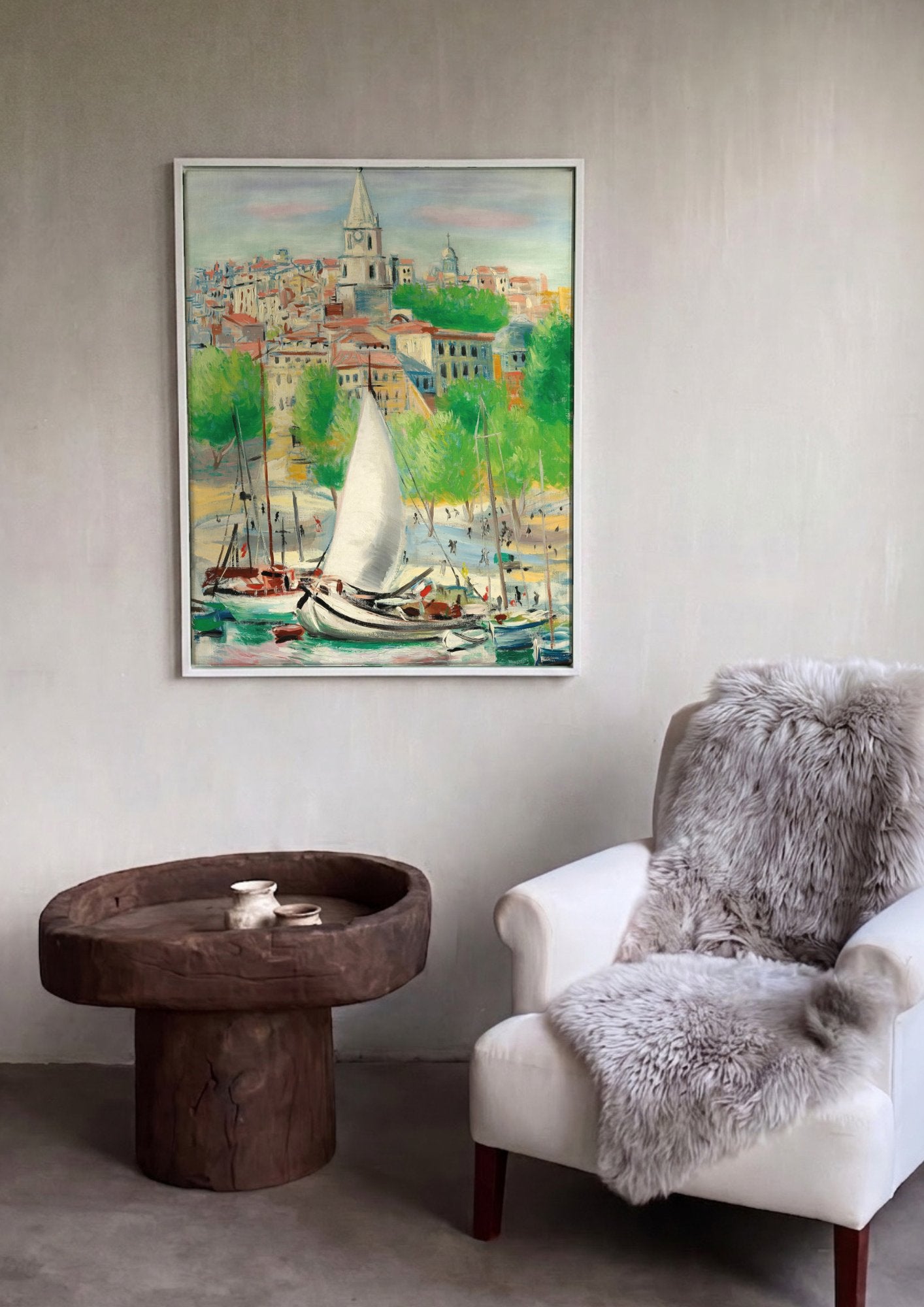 Quadro Decorativo Marinha em Marselha - Moïse Kisling em ambiente decorado