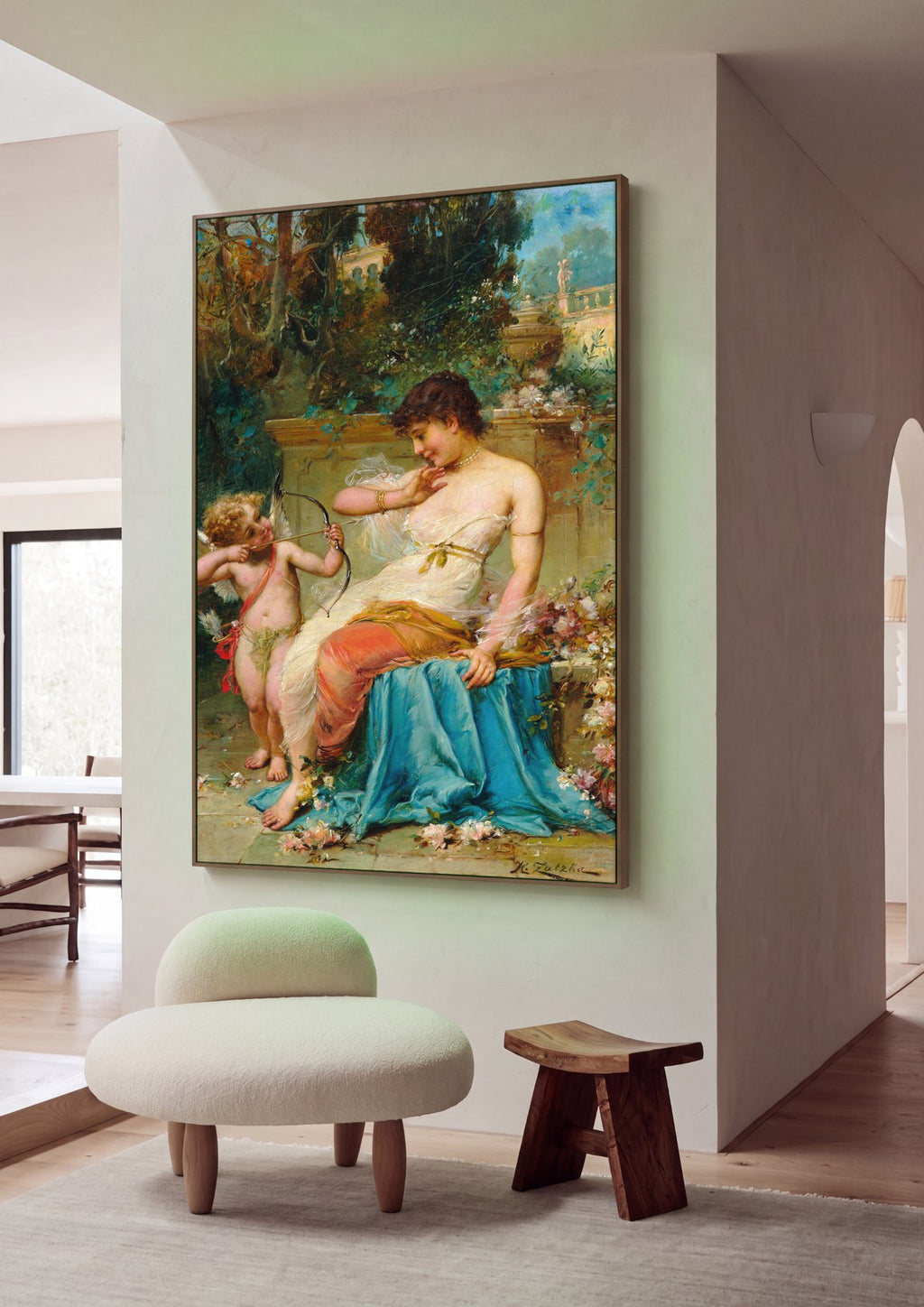 Quadro Decorativo Cenas Míticas de Amor - Hans Zatzka em ambiente decorado