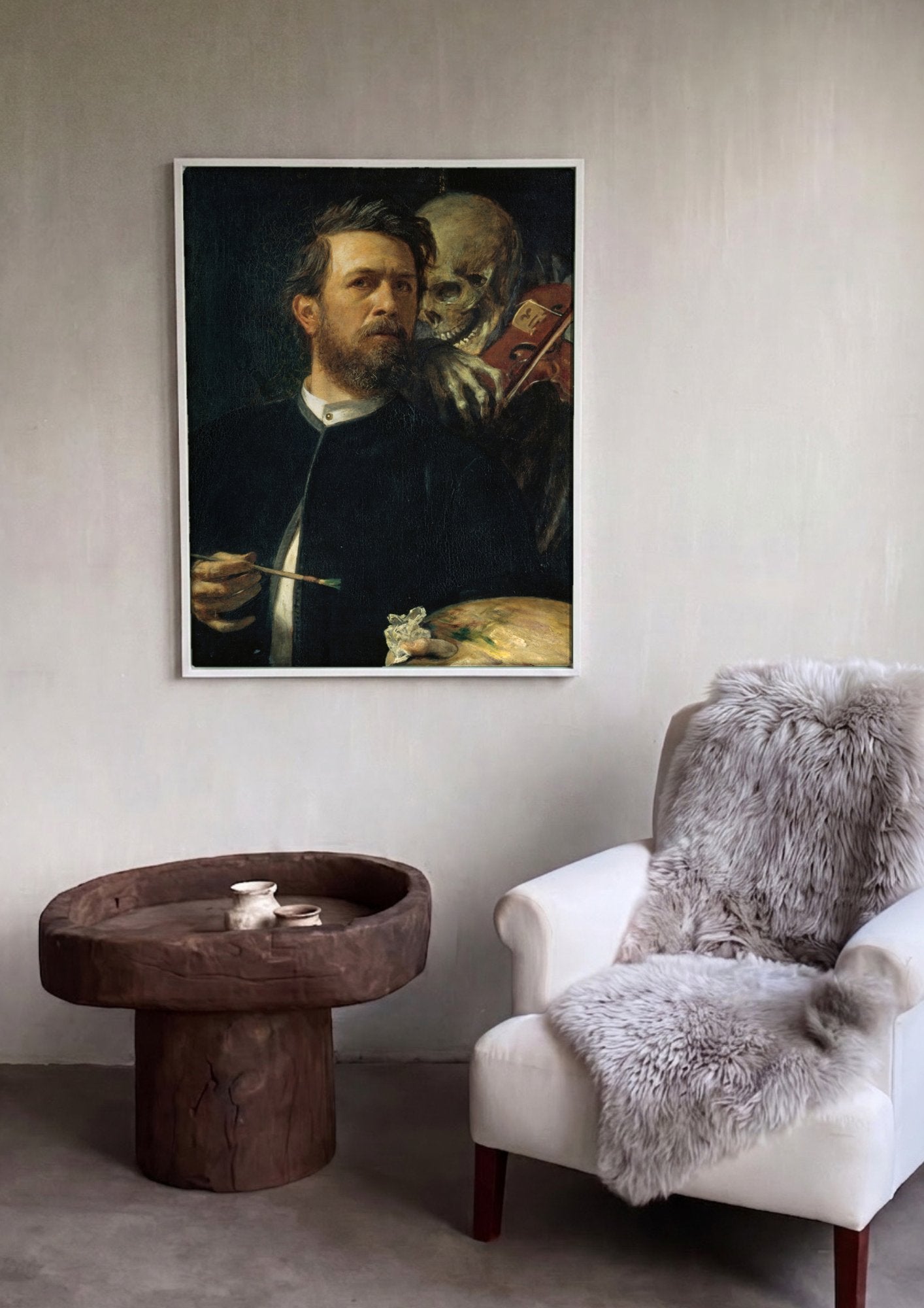 Quadro Decorativo Autorretrato com a Morte Tocando Violino - Arnold Böcklin em ambiente decorado