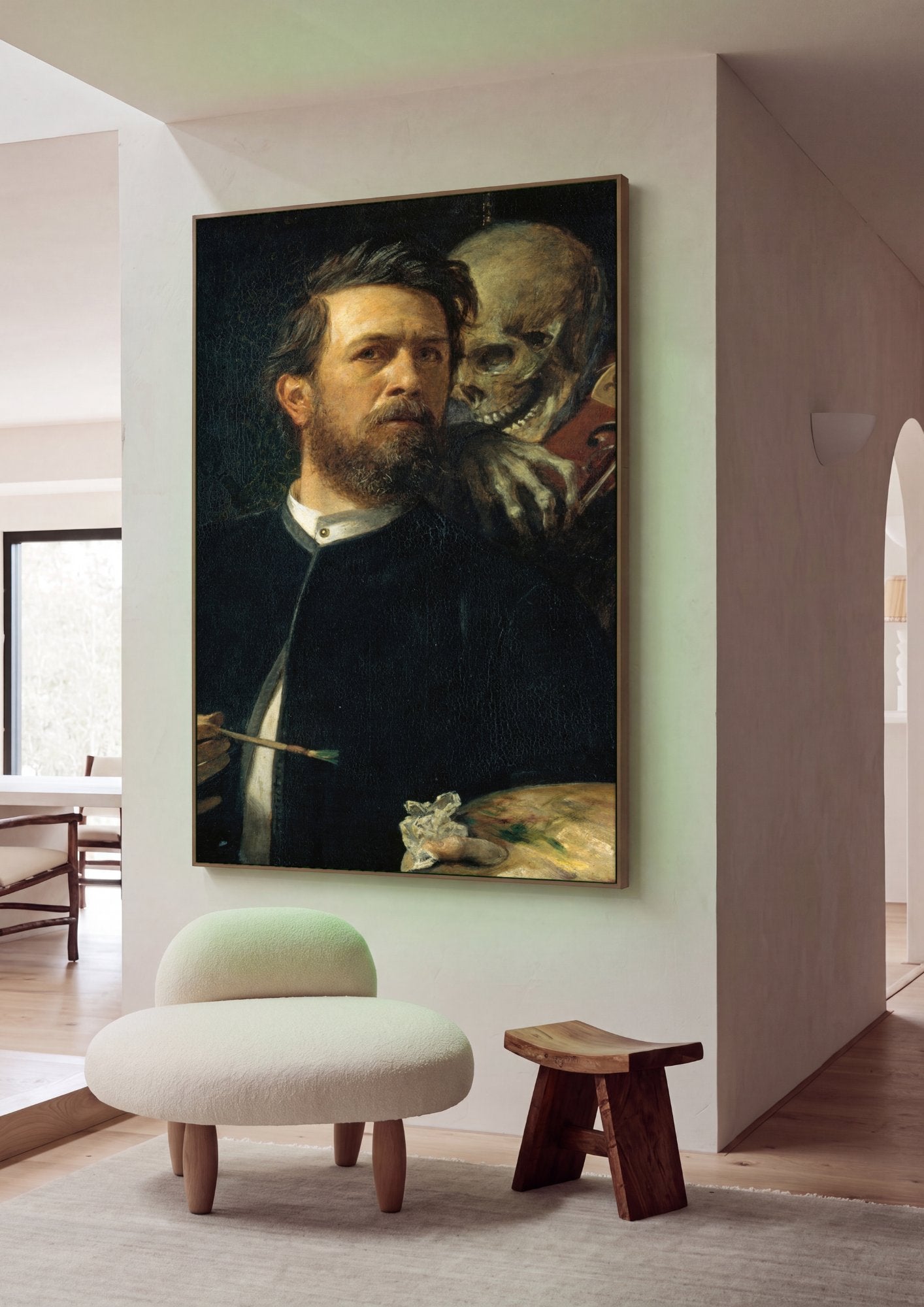 Quadro Decorativo Autorretrato com a Morte Tocando Violino - Arnold Böcklin em ambiente decorado