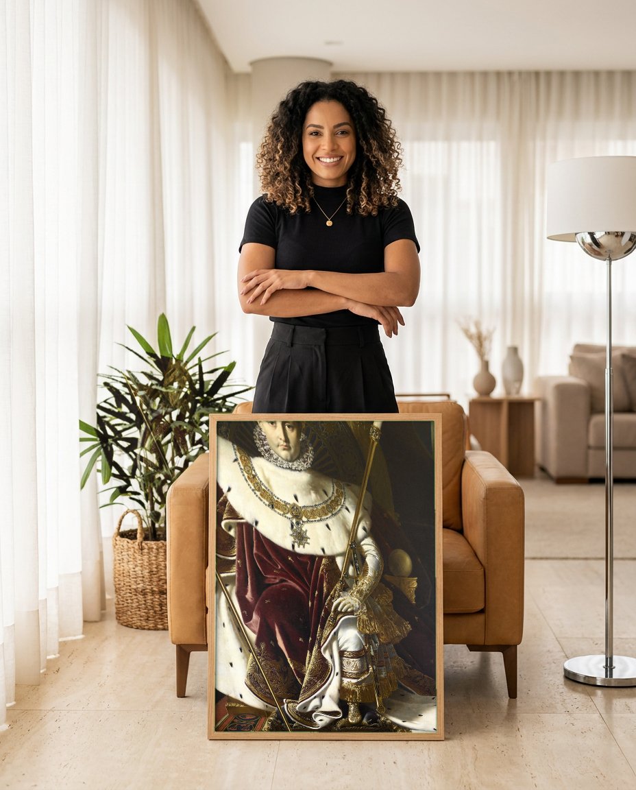 Quadro Decorativo Napoleão no Trono Imperial - Ingres com modelo em ambiente