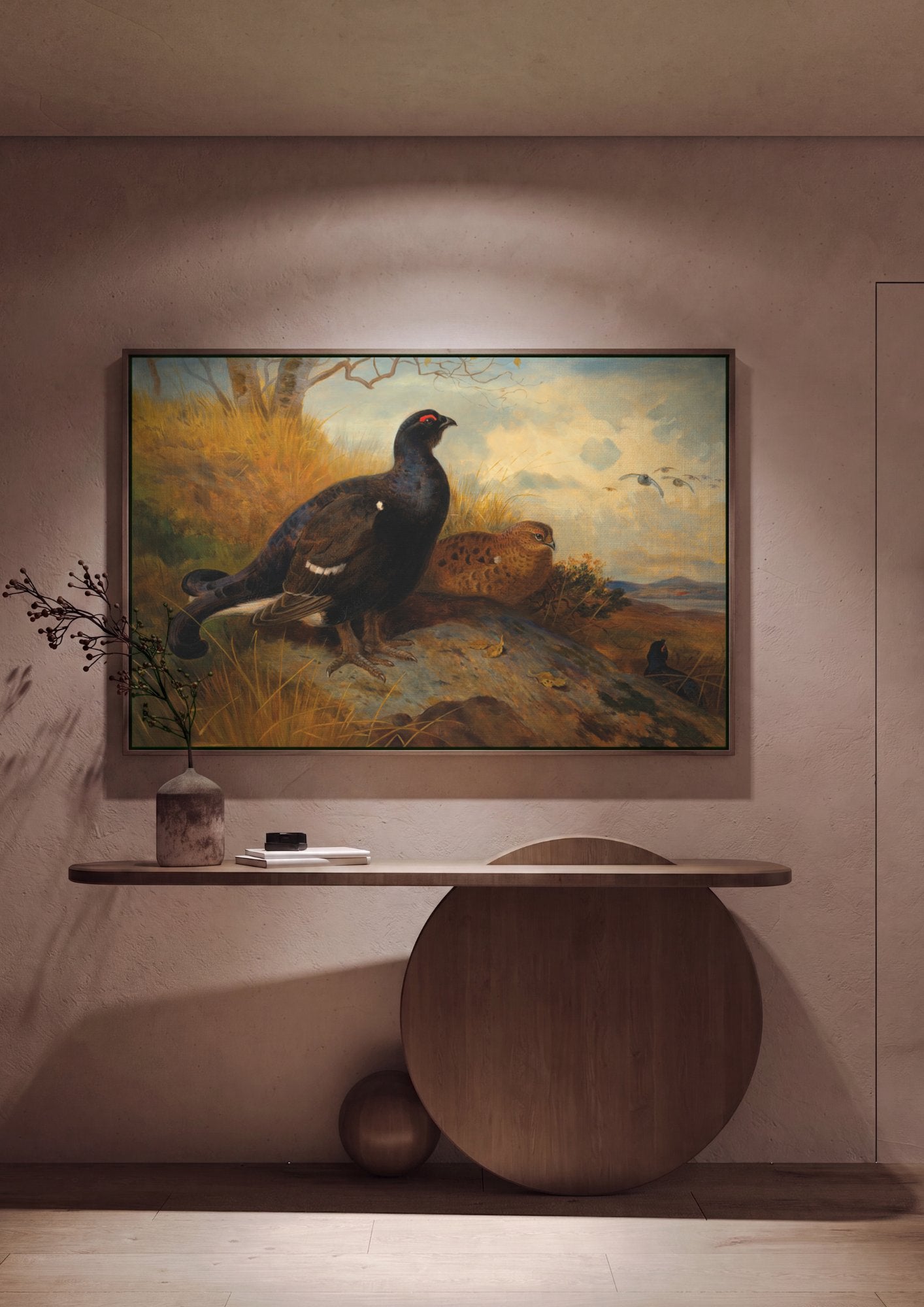 Quadro Decorativo Aves de Caça no Campo - Thorburn em ambiente decorado