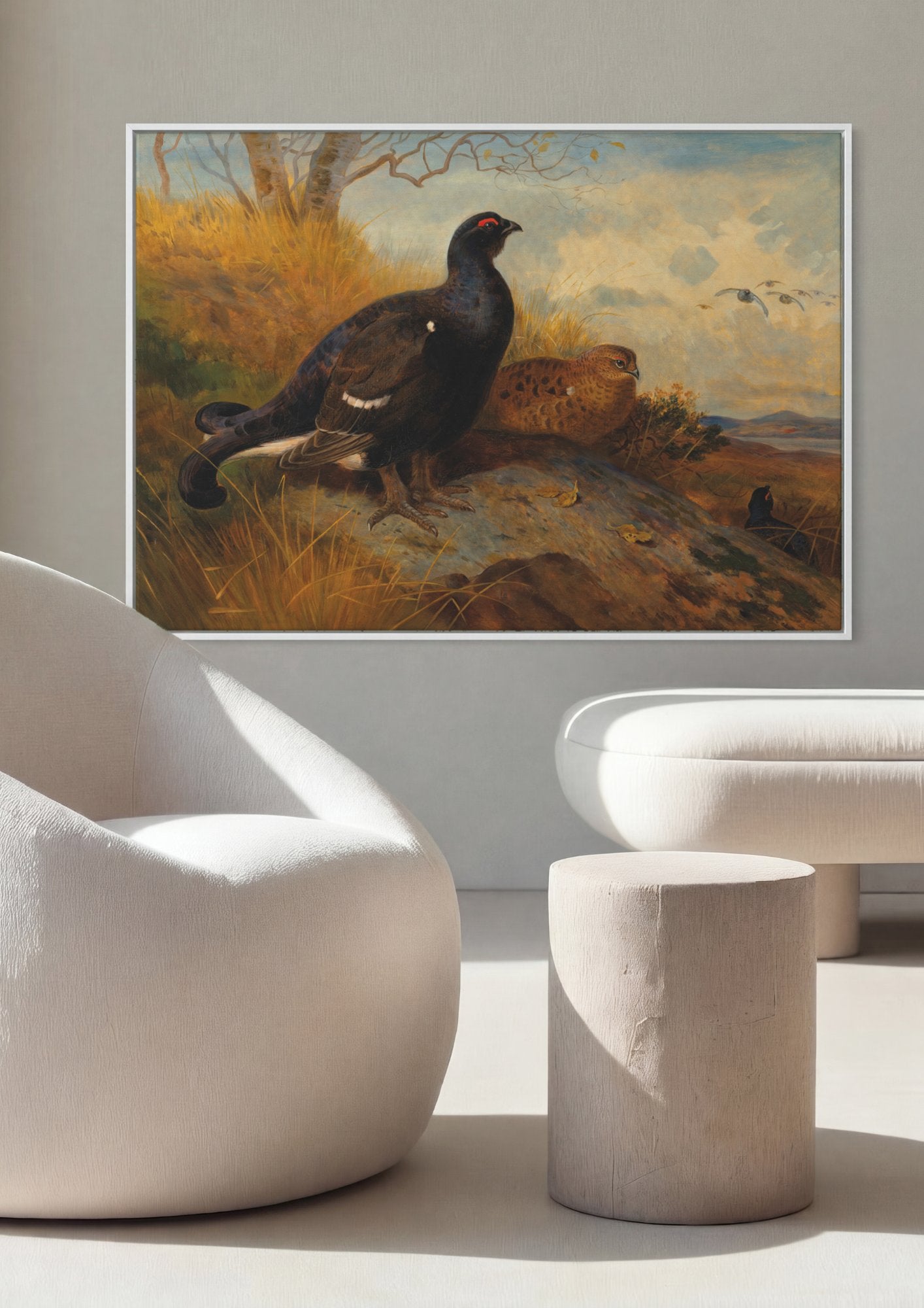 Quadro Decorativo Aves de Caça no Campo - Thorburn em ambiente decorado