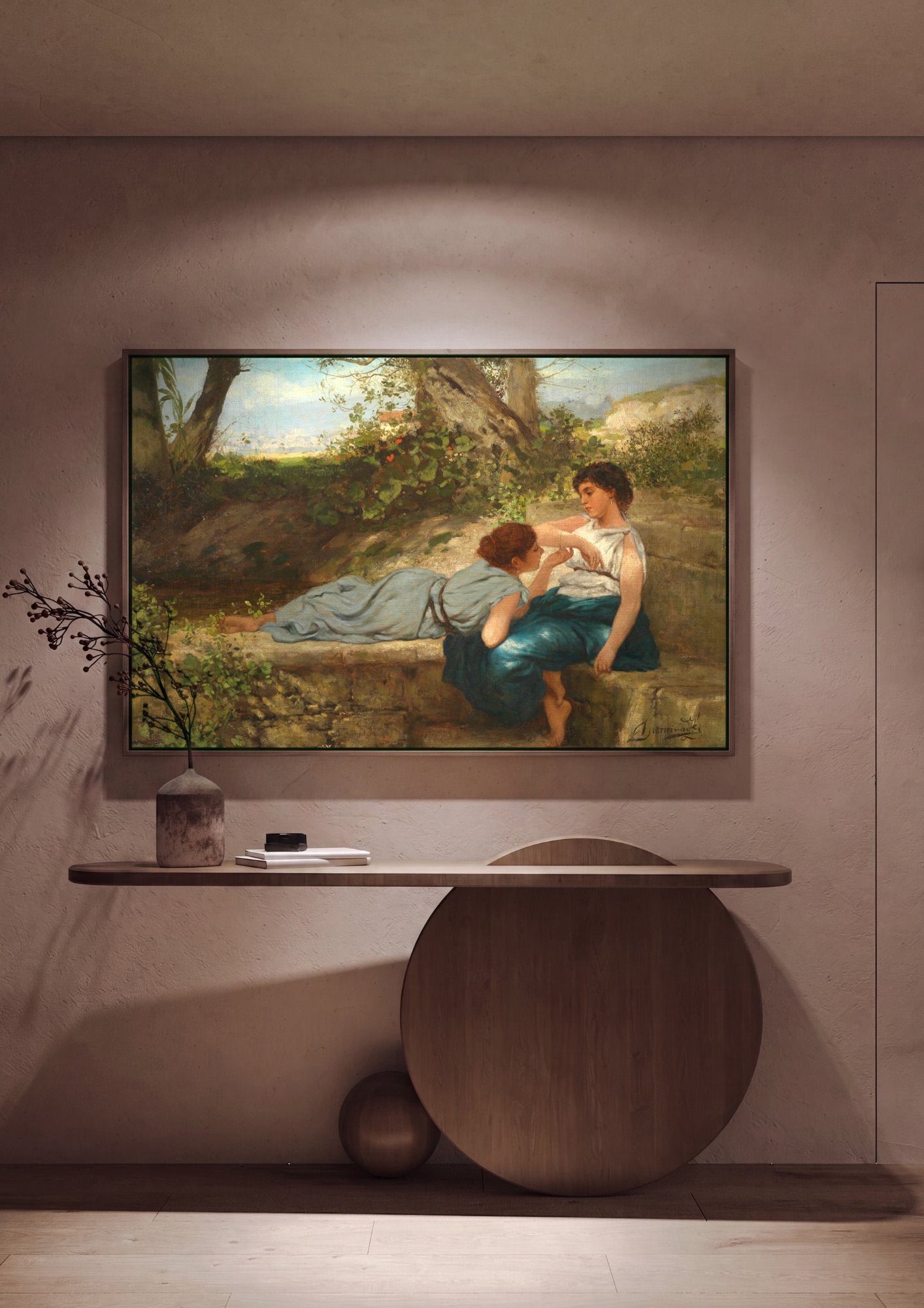 Quadro Decorativo Duas Mulheres no Campo - Henryk Siemiradzki em ambiente decorado