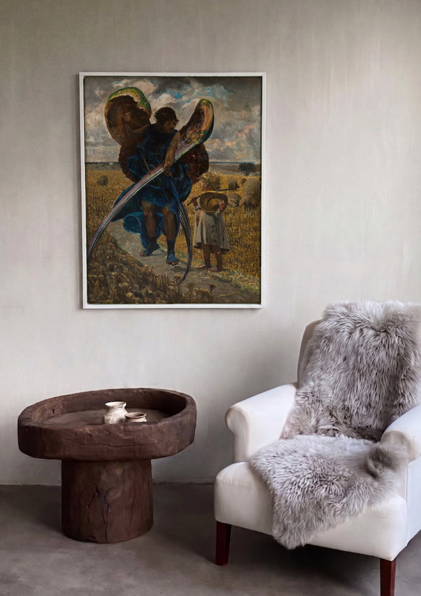 Quadro Decorativo Anjo e Menino no Campo - Jacek Malczewski em ambiente decorado