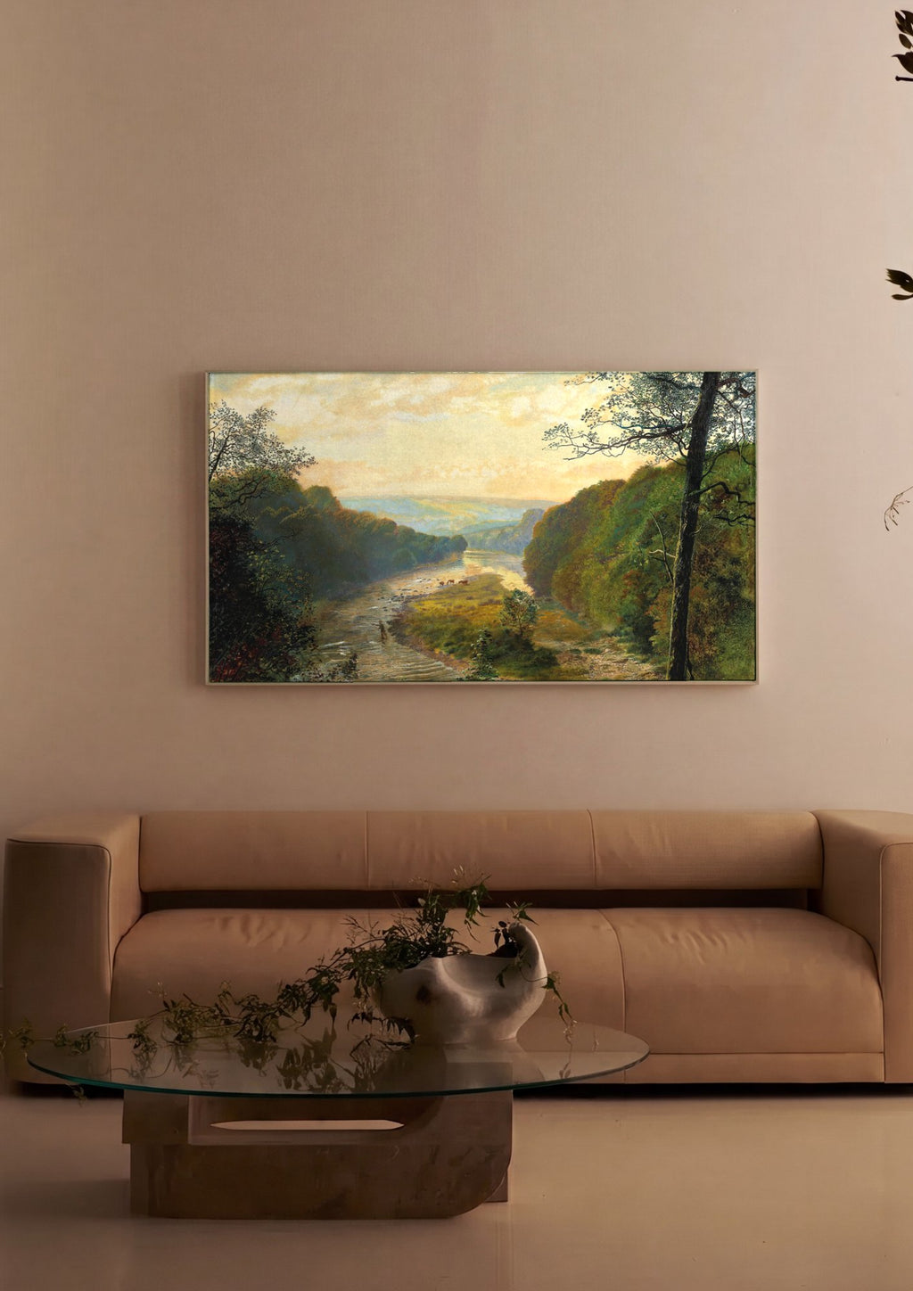 Quadro Decorativo Rio na Floresta - Grimshaw em ambiente decorado