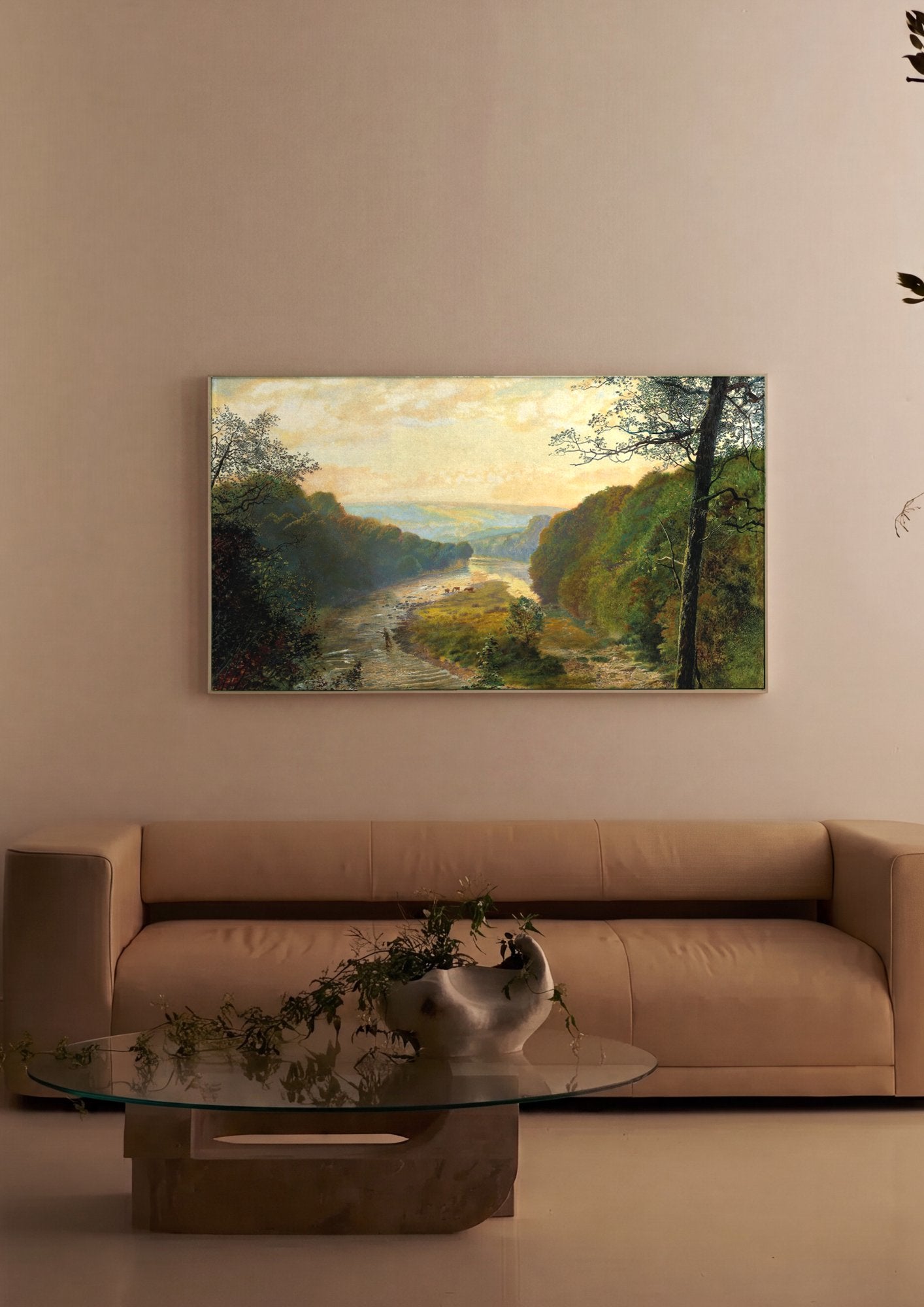 Quadro Decorativo Rio na Floresta - Grimshaw em ambiente decorado