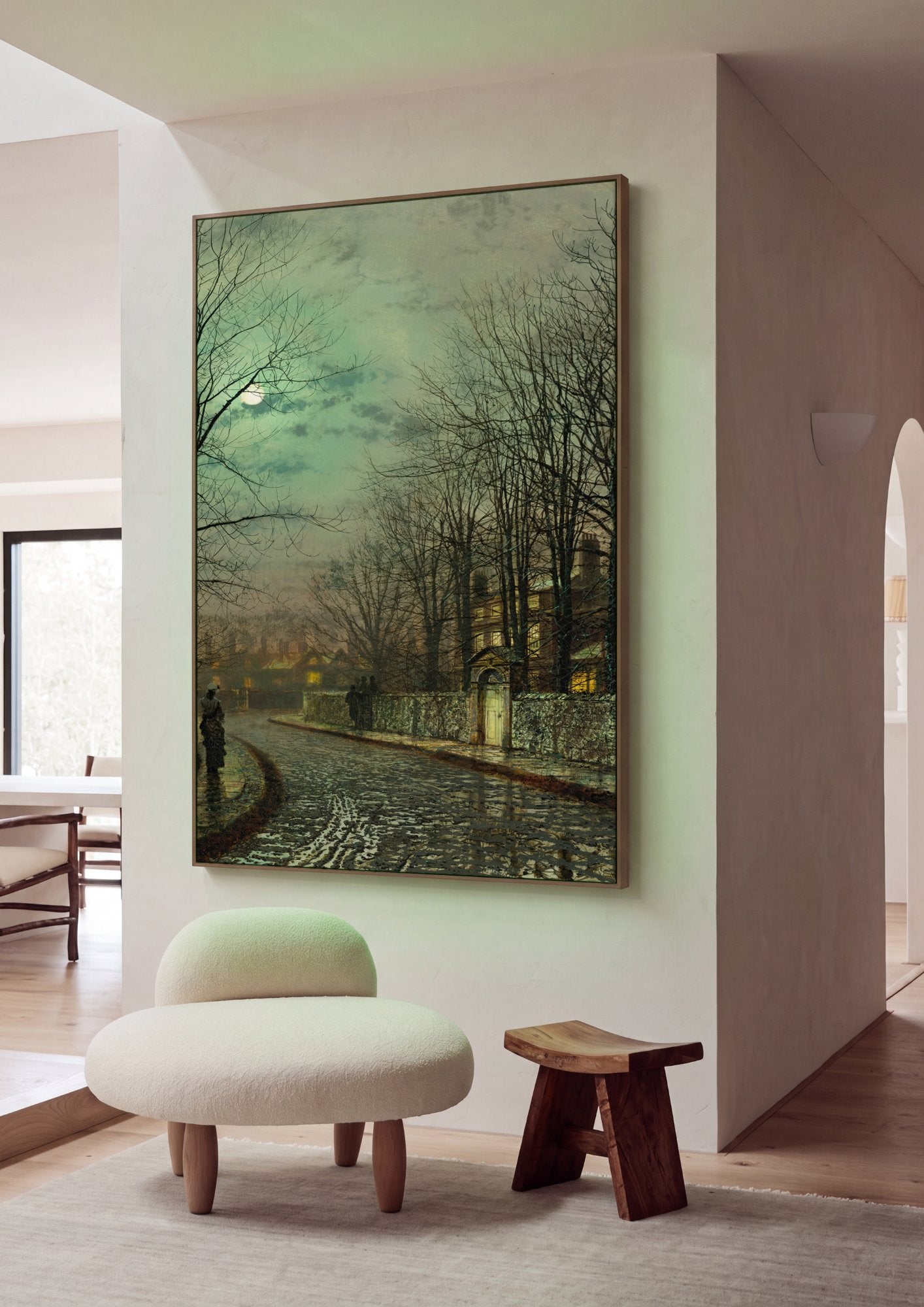 Quadro Decorativo 'Sob a Lua Cheia' - Grimshaw em ambiente decorado