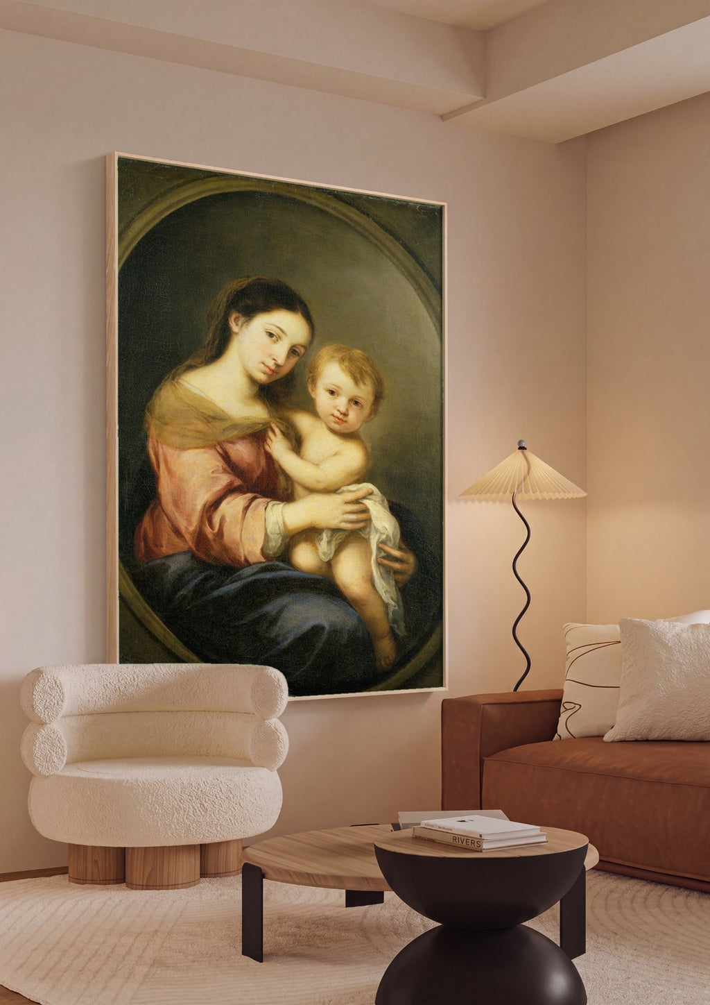 Quadro Decorativo A Virgem e o Menino - Murillo em ambiente decorado