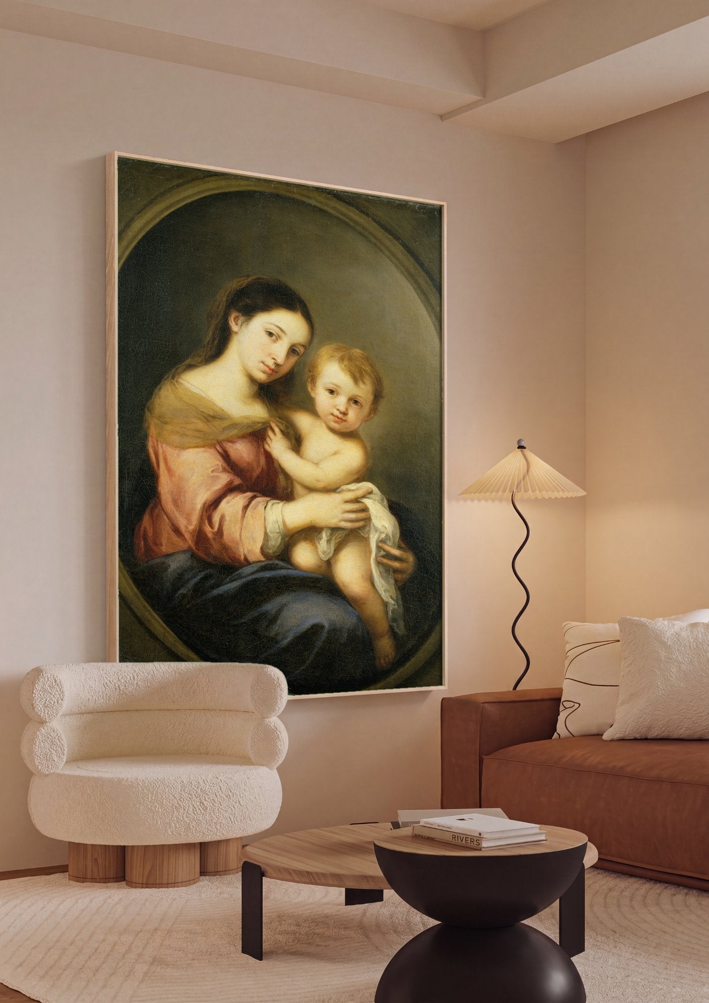 Quadro Decorativo A Virgem e o Menino - Murillo em ambiente decorado