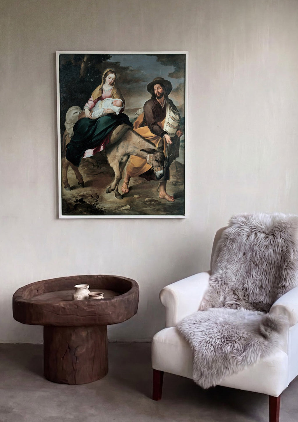 Quadro Decorativo A Fuga para o Egito - Murillo em ambiente decorado