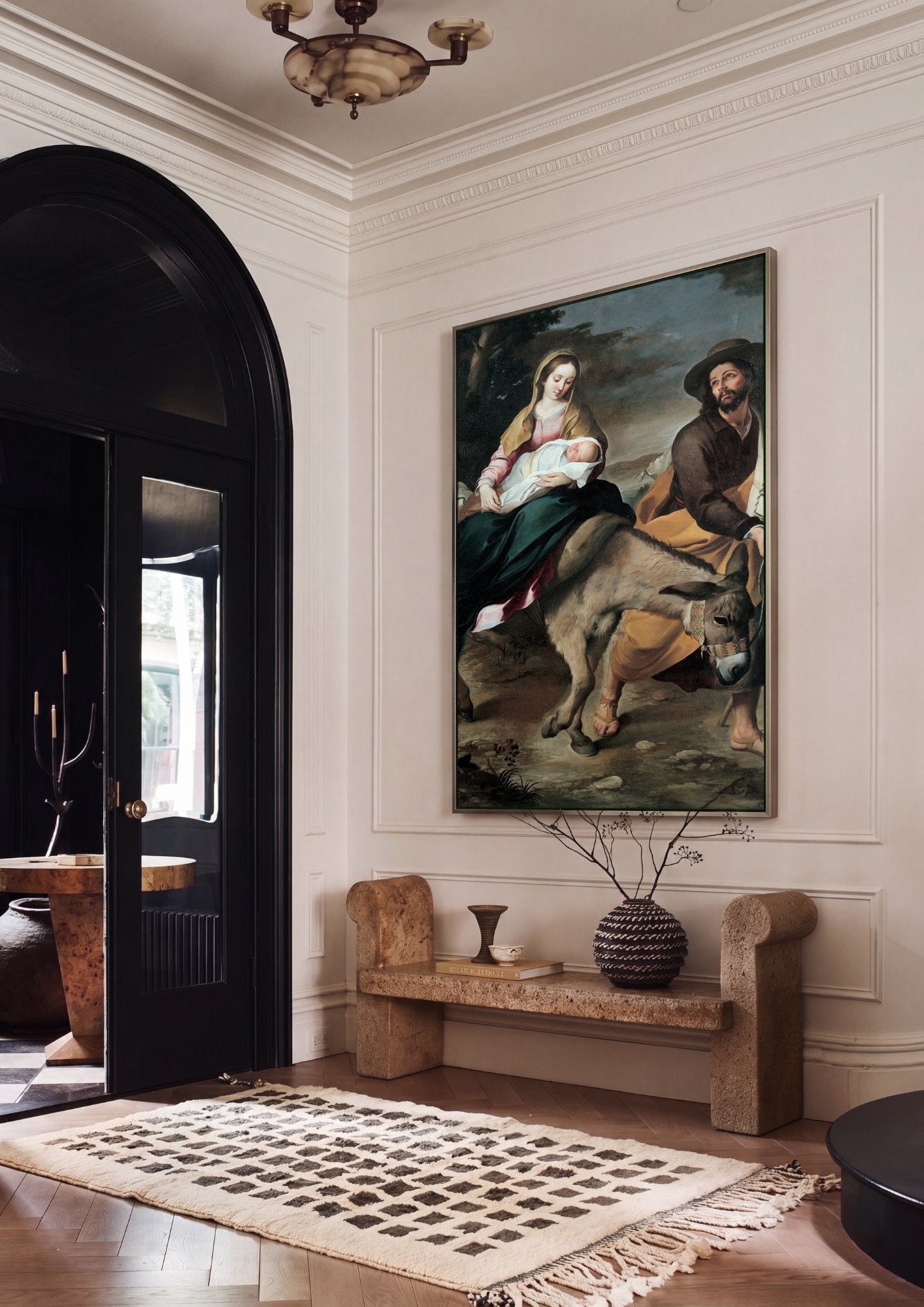 Quadro Decorativo A Fuga para o Egito - Murillo em ambiente decorado