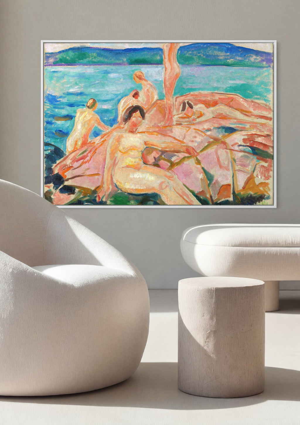 Quadro Decorativo Banho de Sol - Edvard Munch em ambiente decorado
